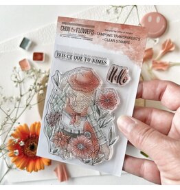 CHOU & FLOWERS CHOU & FLOWERS PEACE AND LOVE COWGIRL CLEAR STAMP SET