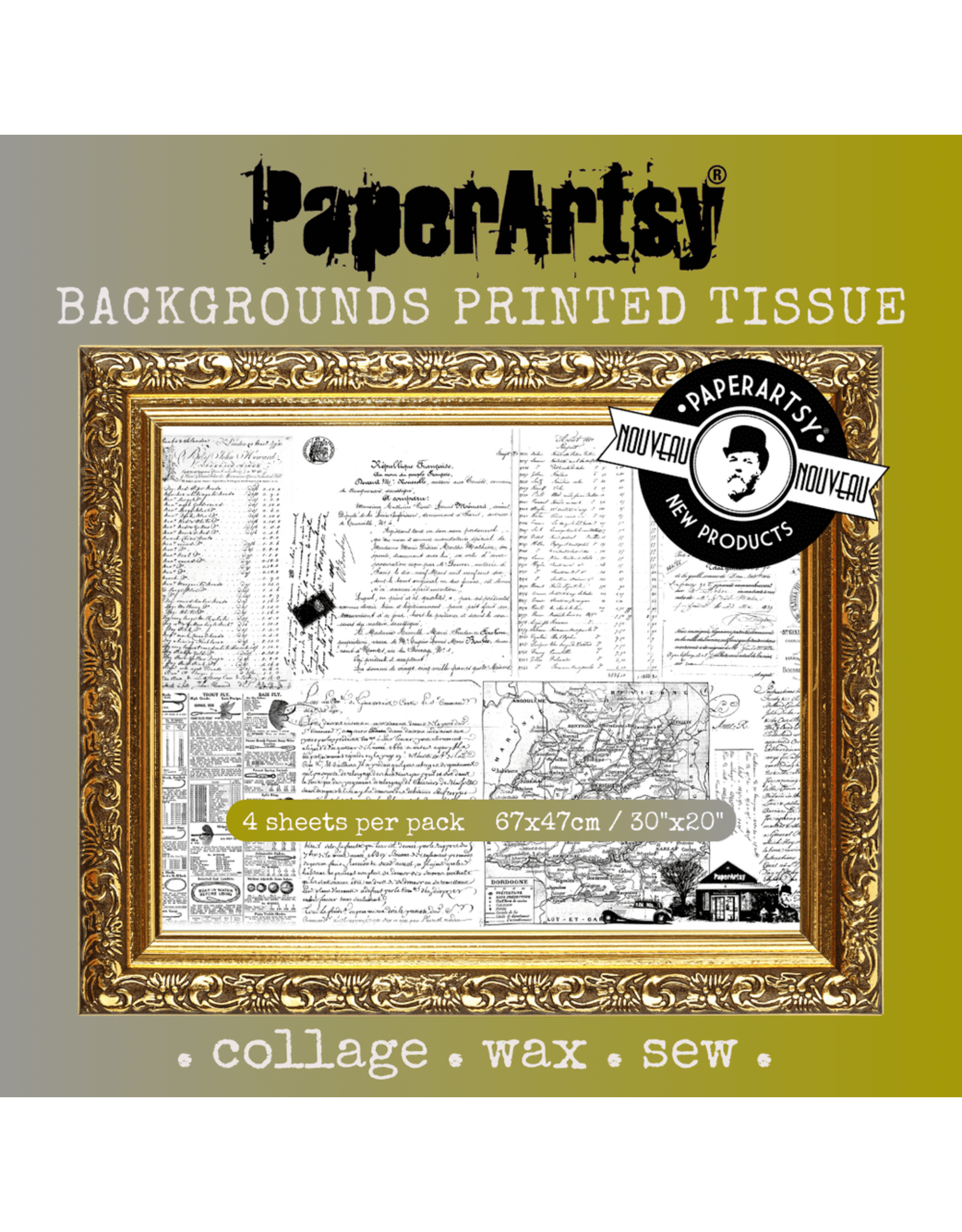 PAPER ARTSY PAPER ARTSY HOT PICKS BACKGROUNDS PRINTED TISSUE COLLAGE PAPER 4 SHEETS