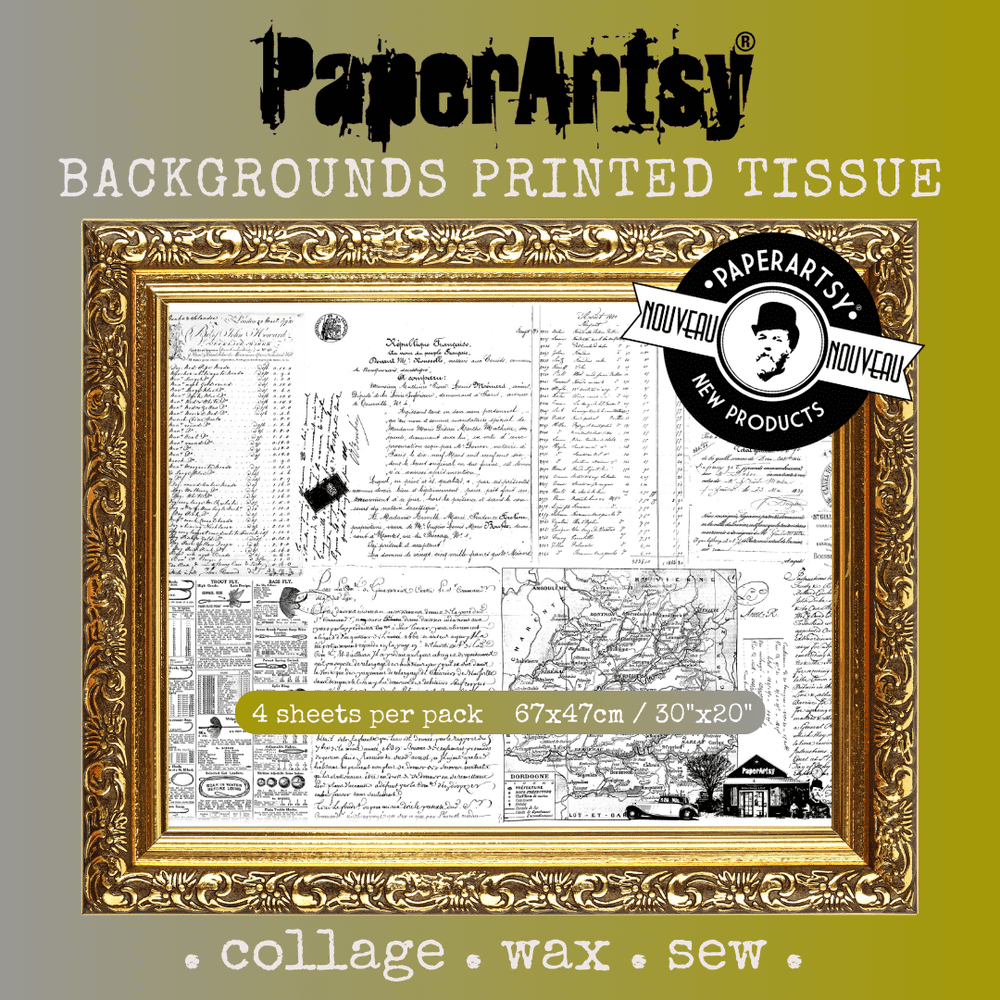 PAPER ARTSY PAPER ARTSY HOT PICKS BACKGROUNDS PRINTED TISSUE COLLAGE PAPER 4 SHEETS
