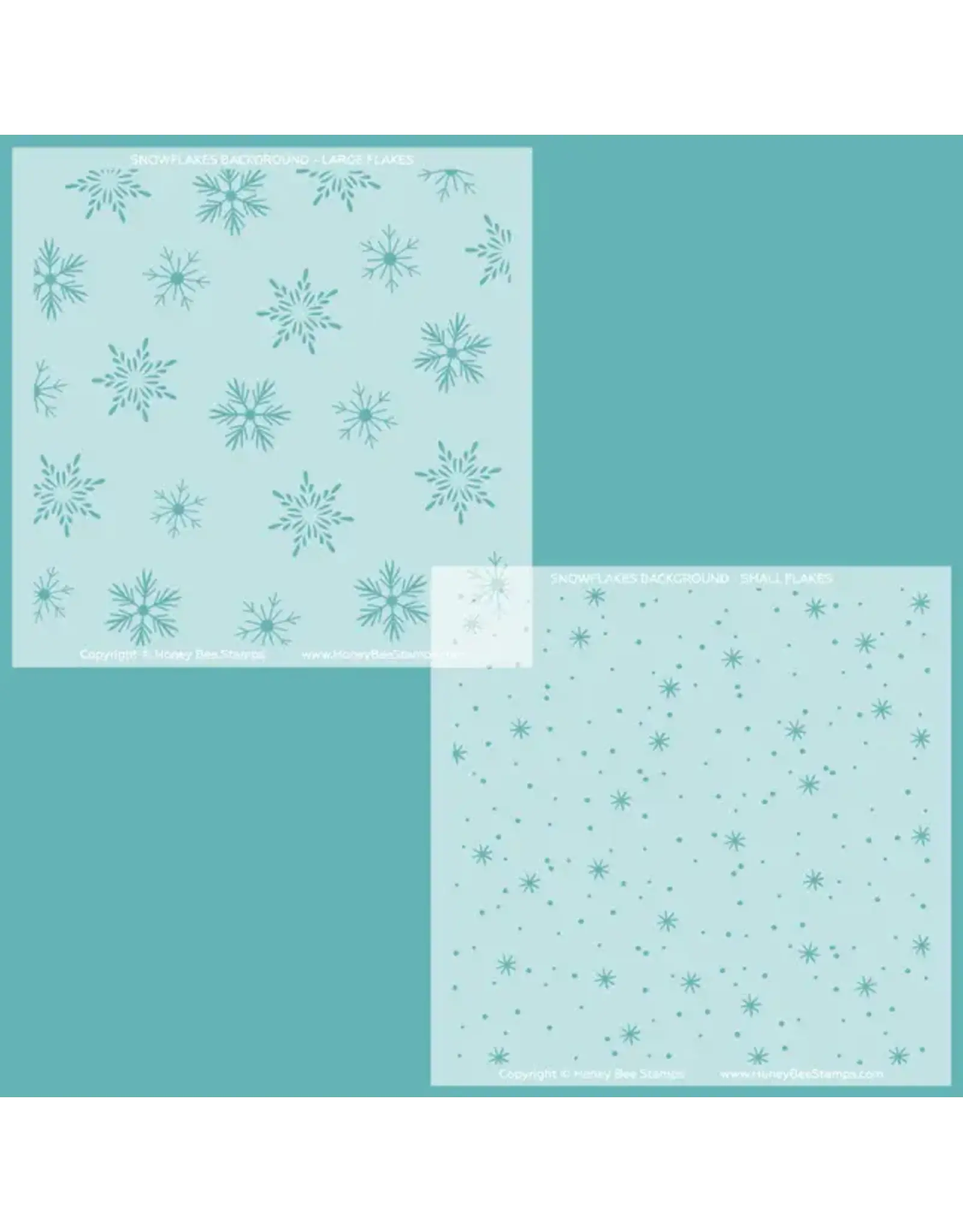 HONEY BEE HONEY BEE STAMPS SNOWFLAKES 6x6 BACKGROUND STENCIL SET 2/PK