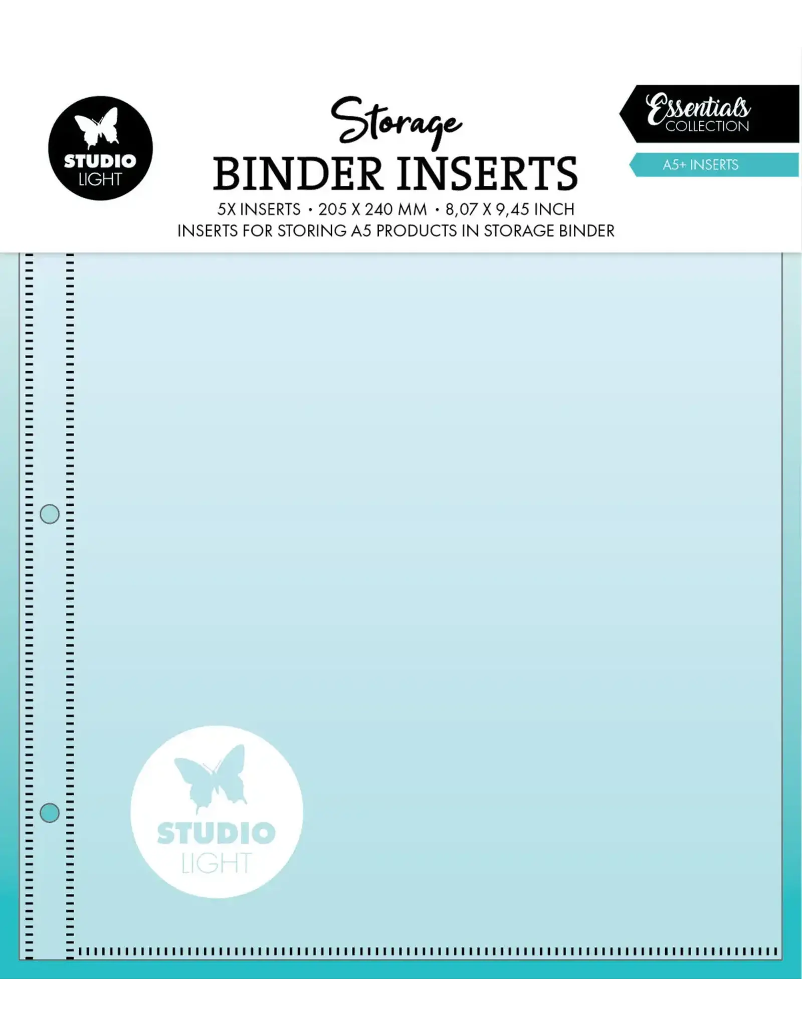 STUDIOLIGHT STUDIOLIGHT ESSENTIALS COLLECTION  A5+ STORAGE  BINDER INSERTS 5/PK