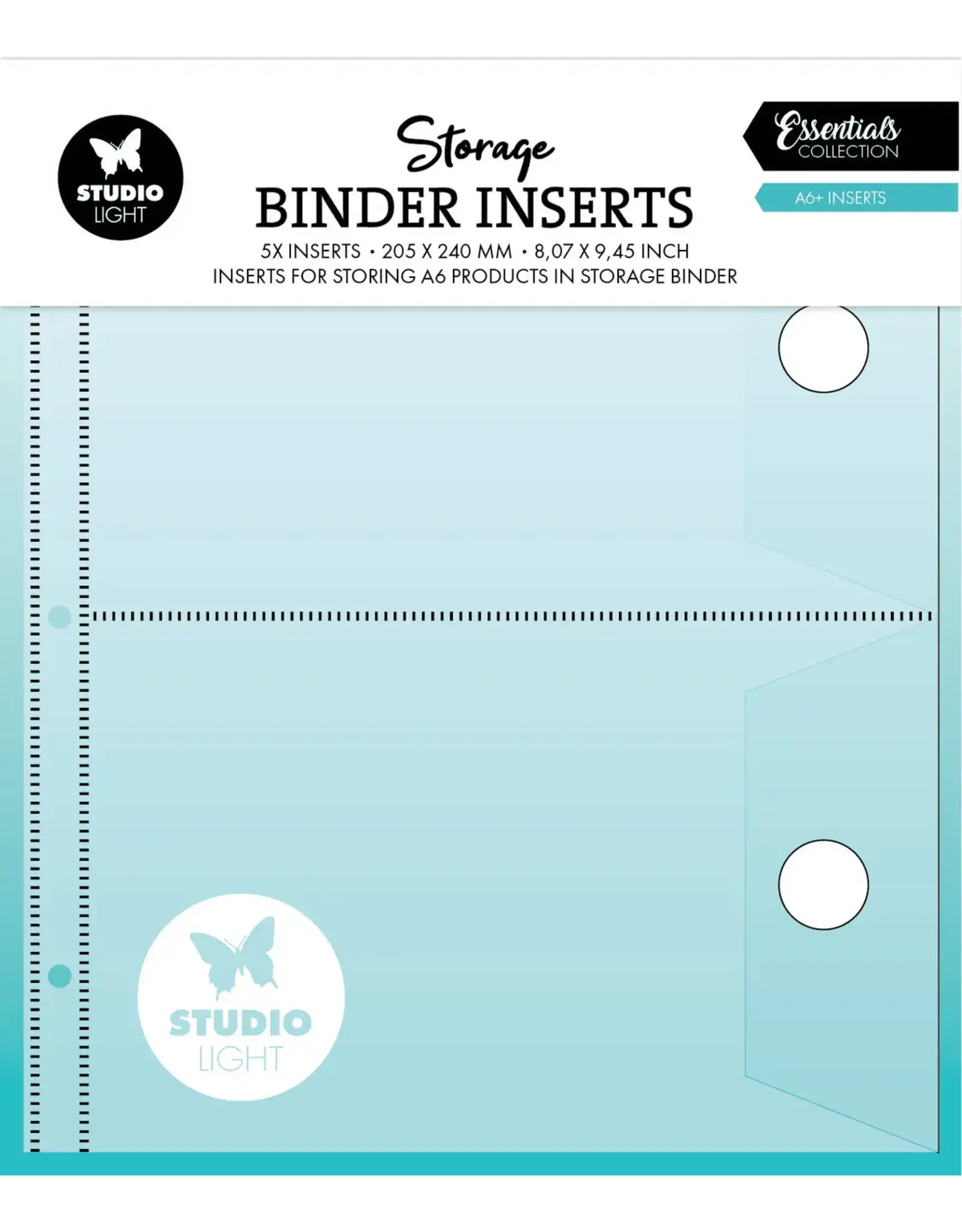 STUDIOLIGHT STUDIOLIGHT ESSENTIALS COLLECTION A6+ STORAGE  BINDER INSERTS 5/PK