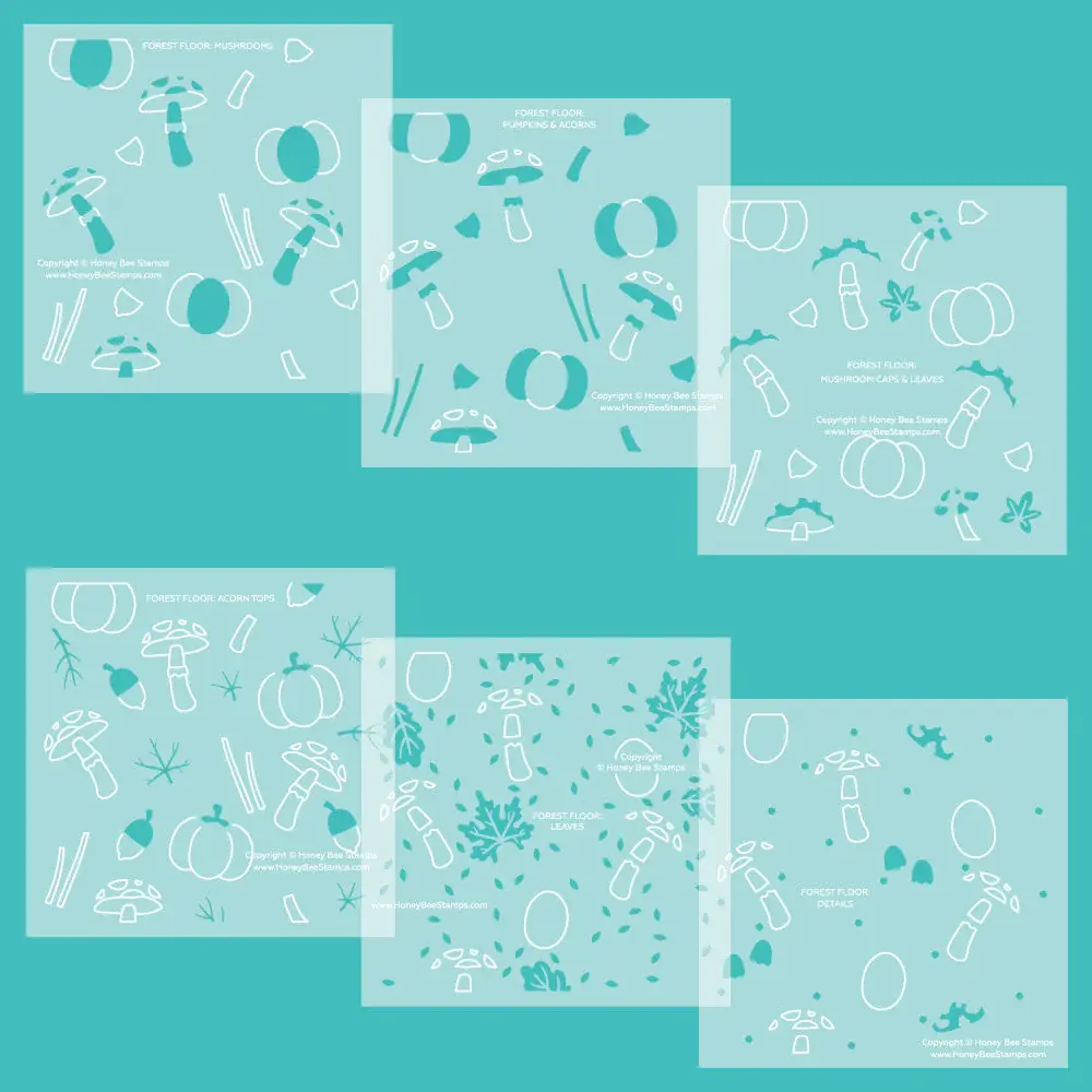 HONEY BEE HONEY BEE STAMPS FOREST FLOOR BACKGROUND STENCIL 6/PK