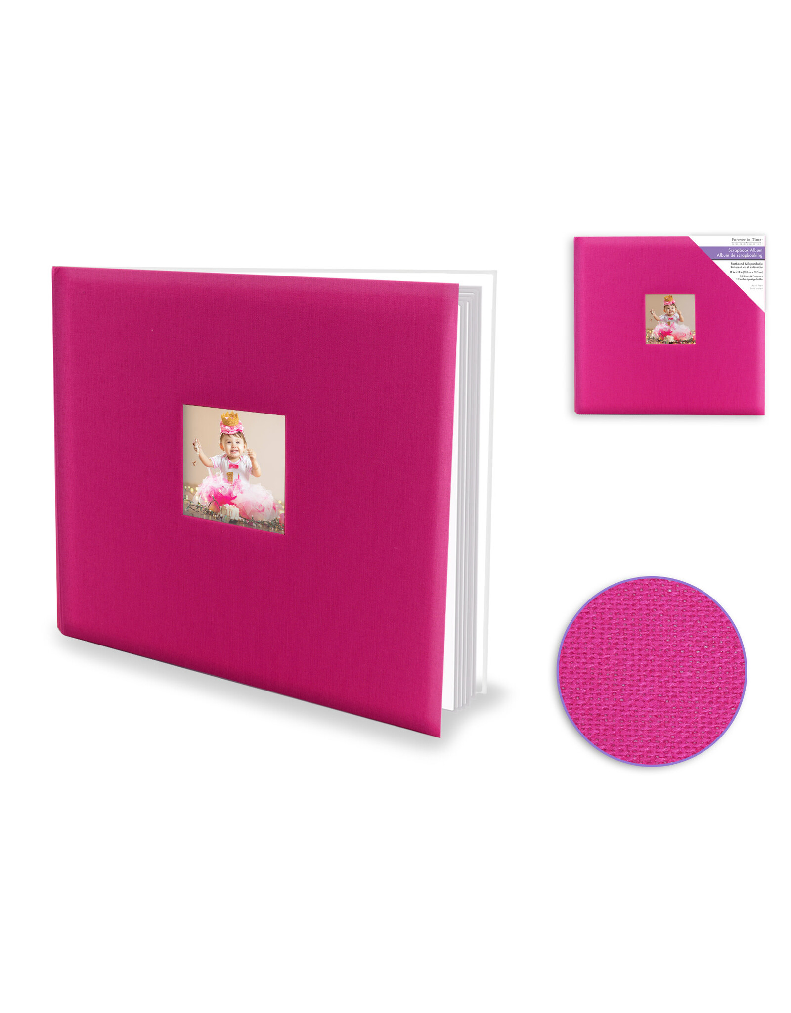 MULTICRAFT IMPORTS FOREVER IN TIME FUCHSIA LINEN POSTBOUND 12x12 SCRAPBOOK ALBUM
