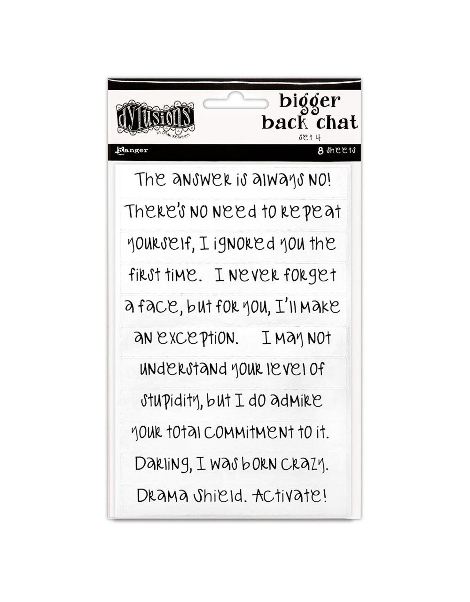 RANGER DYLUSIONS BIGGER BACK CHAT STICKERS WHITE SET #4