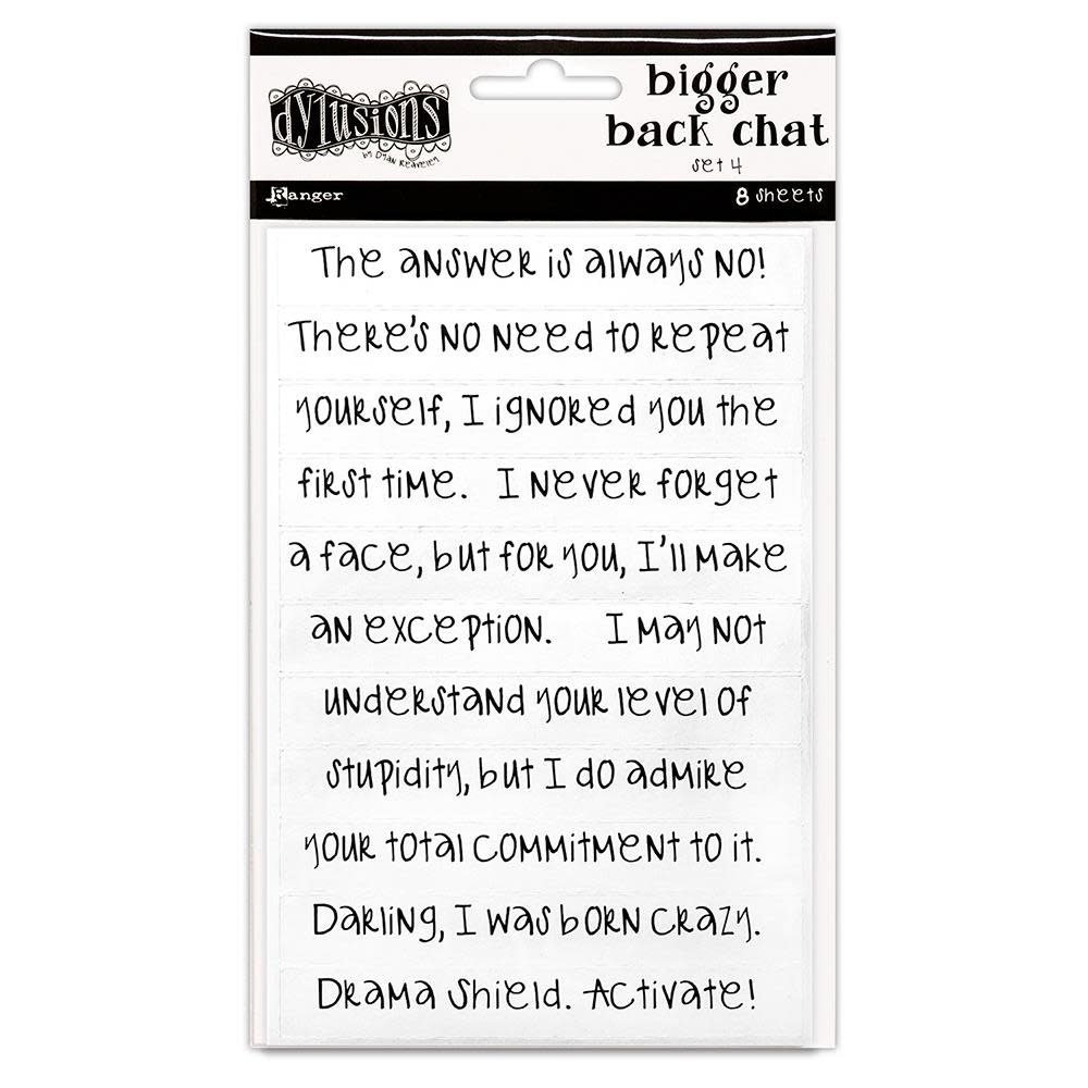 RANGER DYLUSIONS BIGGER BACK CHAT STICKERS WHITE SET #4