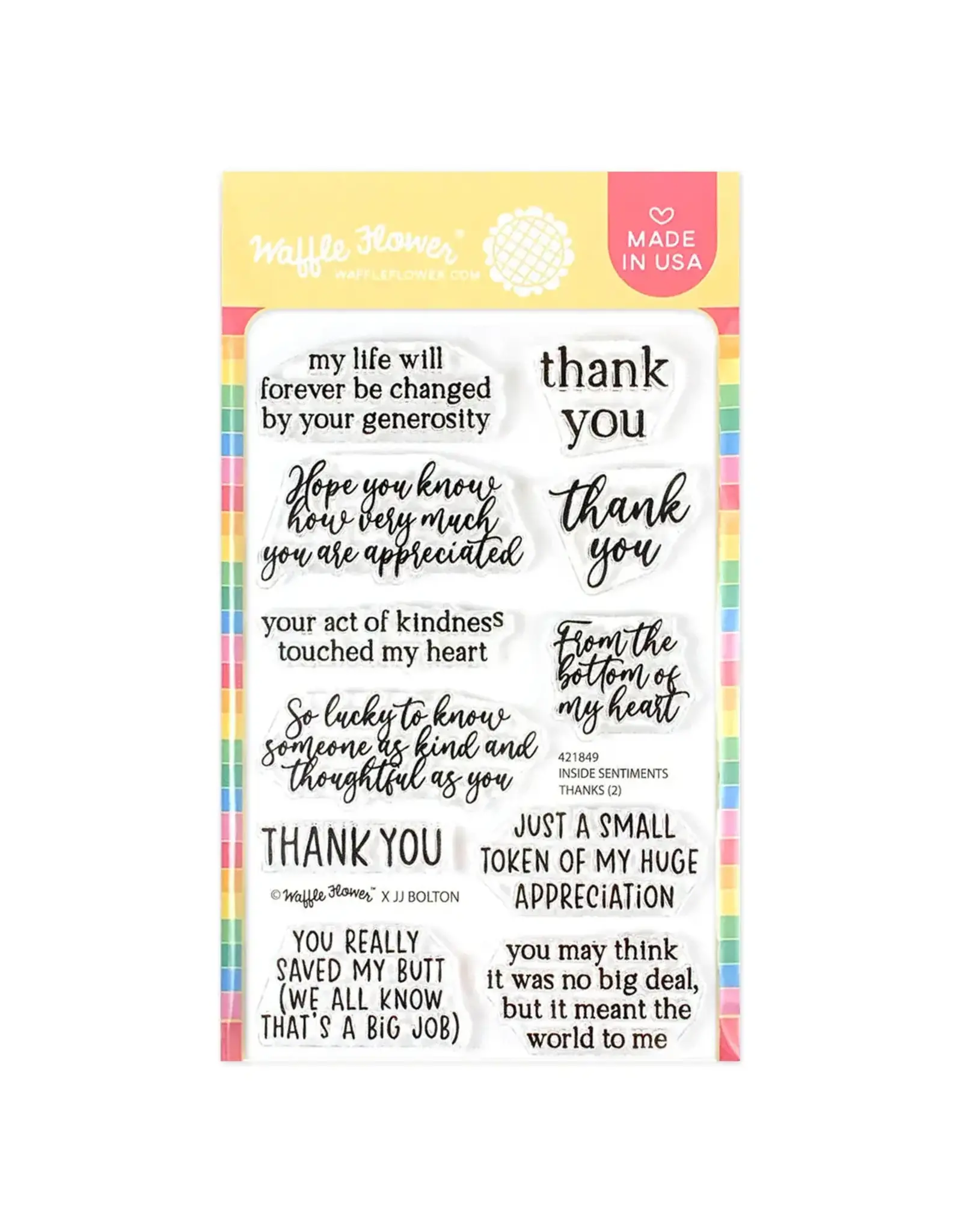 WAFFLE FLOWER WAFFLE FLOWER INSIDE SENTIMENTS THANKS 2 STAMP SET