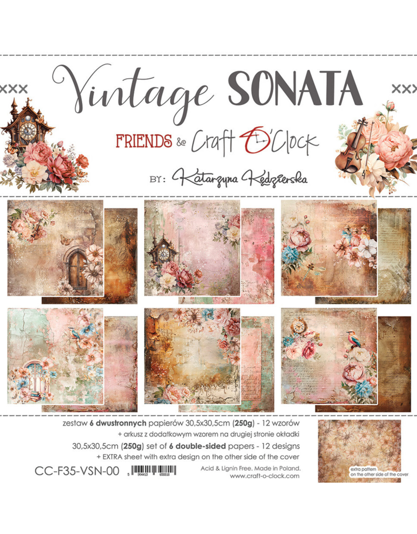 CRAFT O'CLOCK CRAFT O'CLOCK VINTAGE SONATA 12x12 PAPER PAD 6 SHEETS