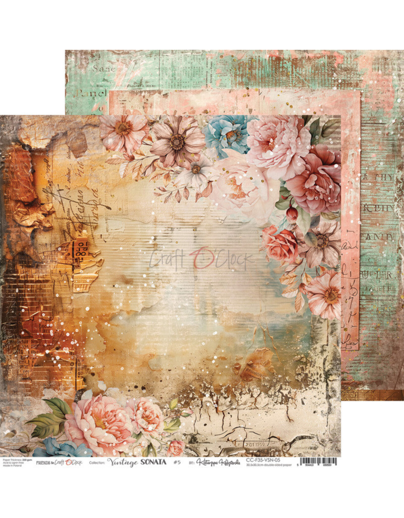 CRAFT O'CLOCK CRAFT O'CLOCK VINTAGE SONATA 12x12 PAPER PAD 6 SHEETS