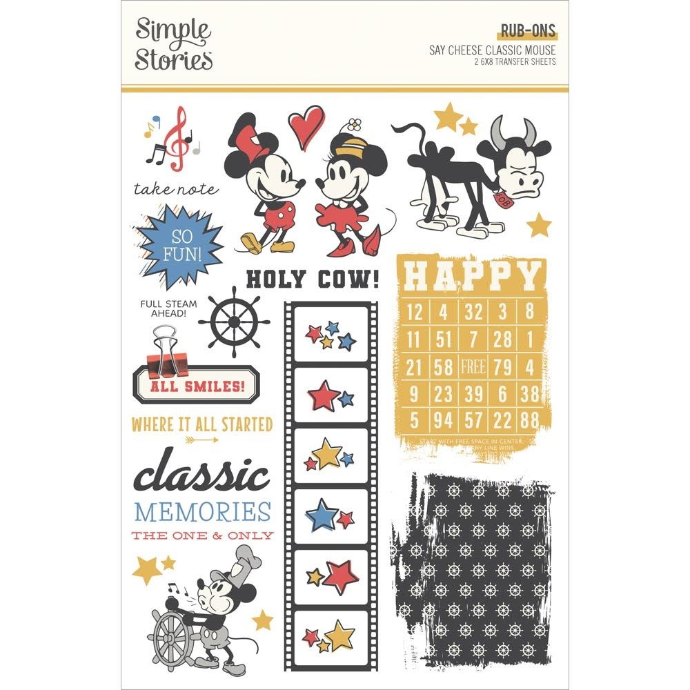 SIMPLE STORIES SIMPLE STORIES SAY CHEESE CLASSIC MOUSE 6x8 RUB-ONS 2/PK