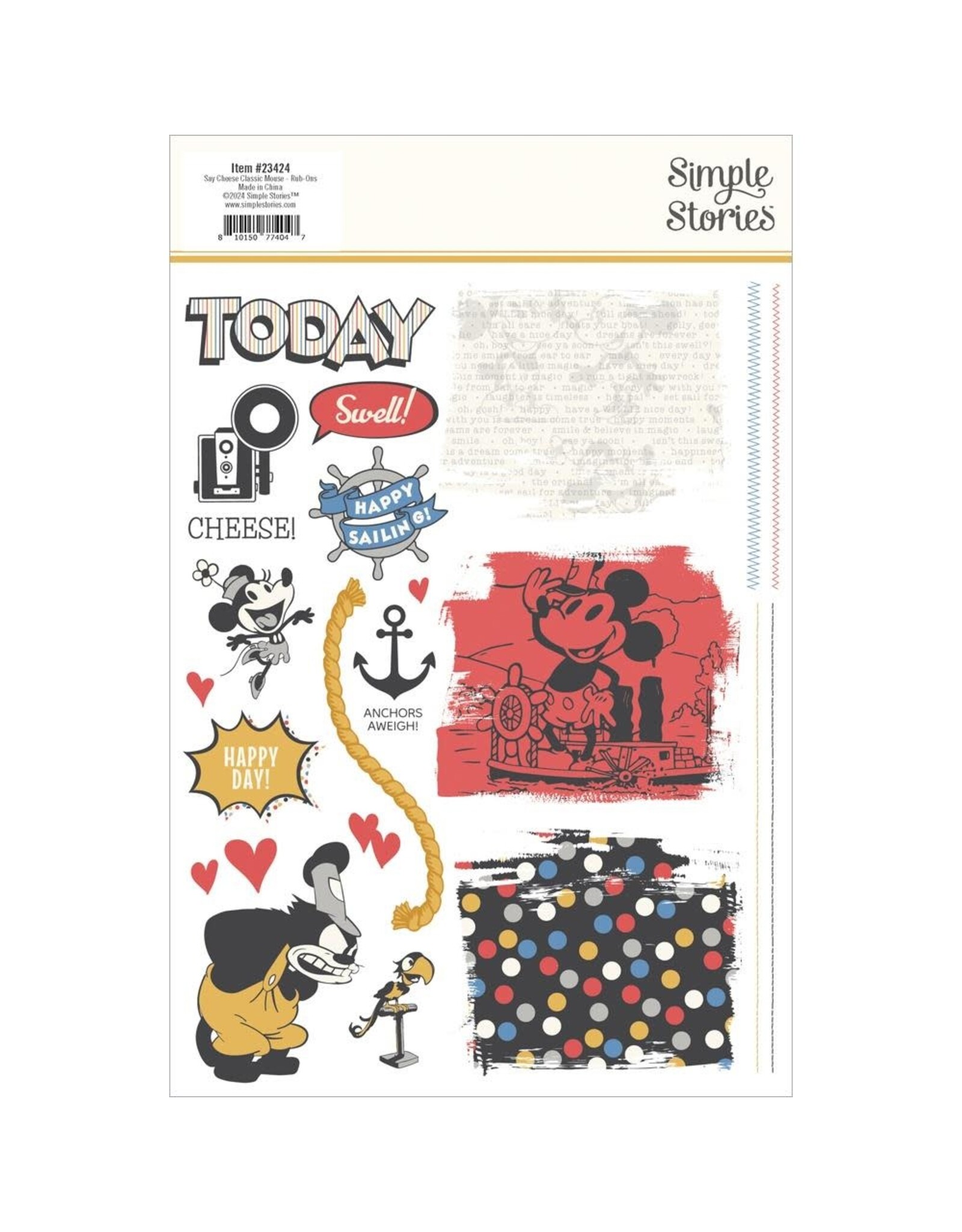 SIMPLE STORIES SIMPLE STORIES SAY CHEESE CLASSIC MOUSE 6x8 RUB-ONS 2/PK