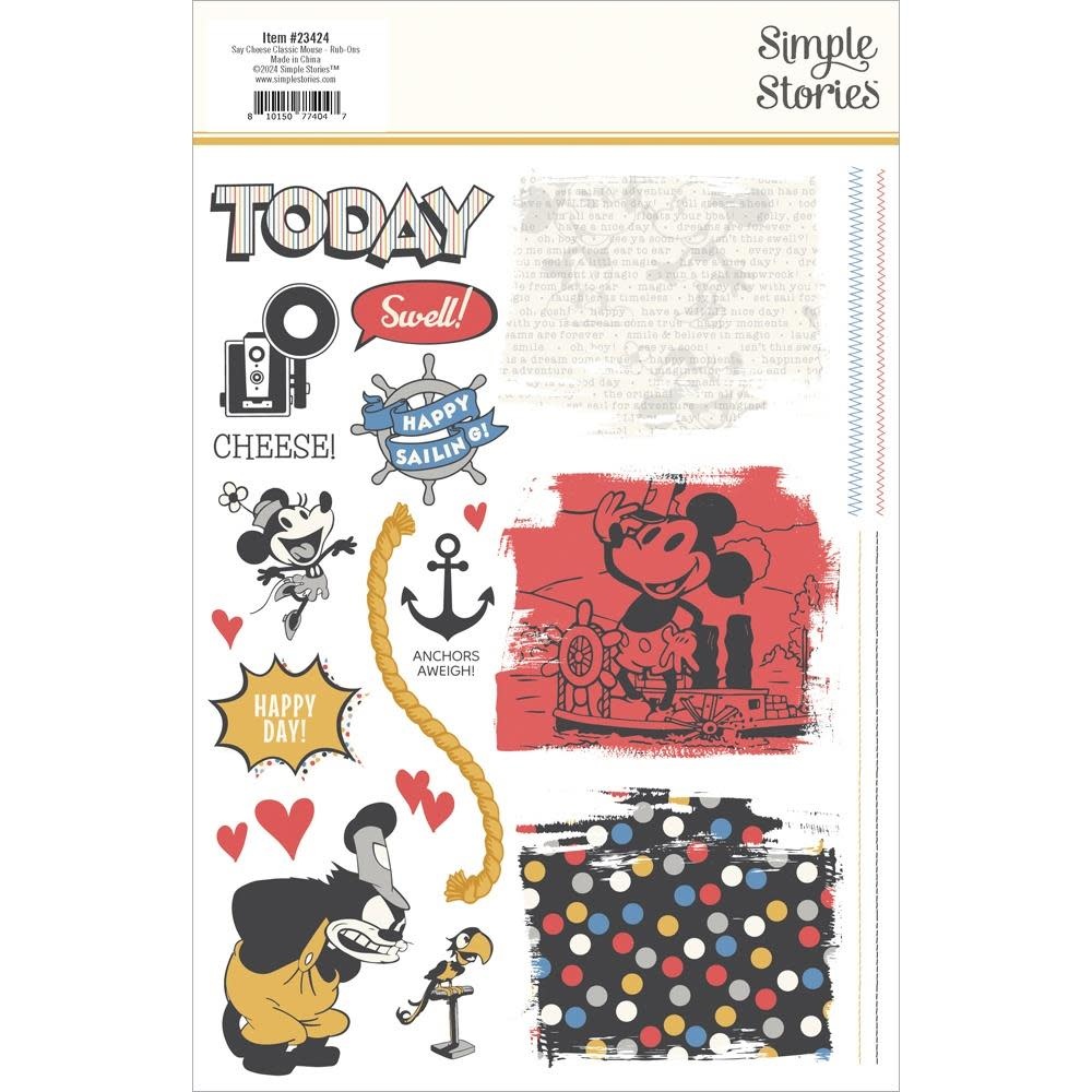 SIMPLE STORIES SIMPLE STORIES SAY CHEESE CLASSIC MOUSE 6x8 RUB-ONS 2/PK