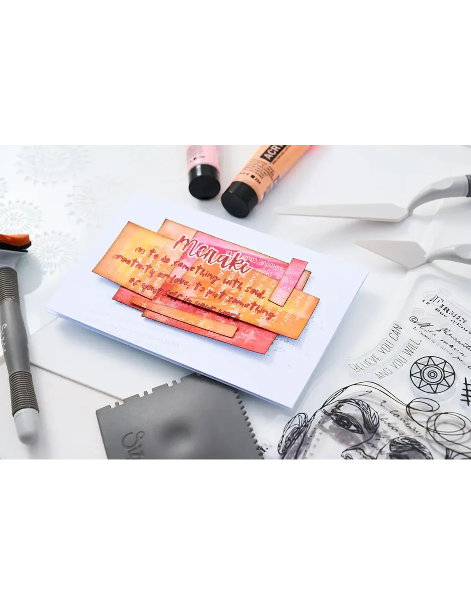 SIZZIX SIZZIX CAT KERR CREATE CLEAR STAMP & STENCIL SET