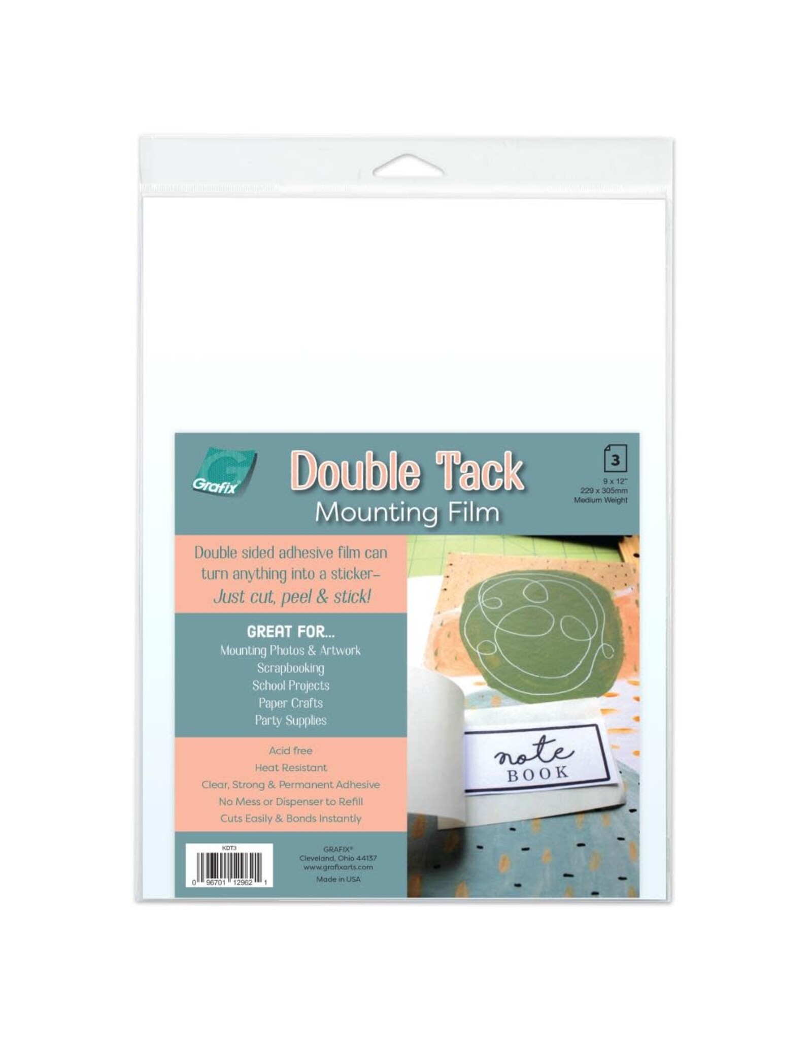 GRAFIX GRAFIX DOUBLE TACK MOUNTING FILM 9x12 3/PK