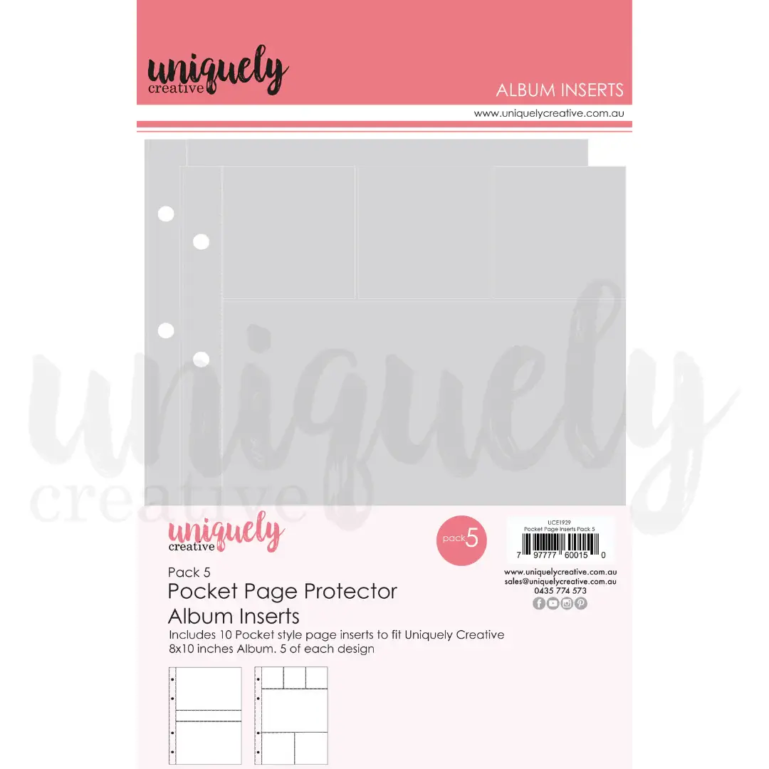 UNIQUELY CREATIVE UNIQUELY CREATIVE PACK 5 POCKET PAGE PROTECTOR ALBUM INSERTS