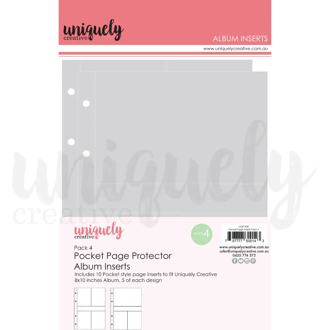 UNIQUELY CREATIVE UNIQUELY CREATIVE PACK 4 POCKET PAGE PROTECTOR ALBUM INSERTS