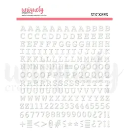 UNIQUELY CREATIVE UNIQUELY CREATIVE UPPERCASE PUFFY WHITE ALPHA STICKERS