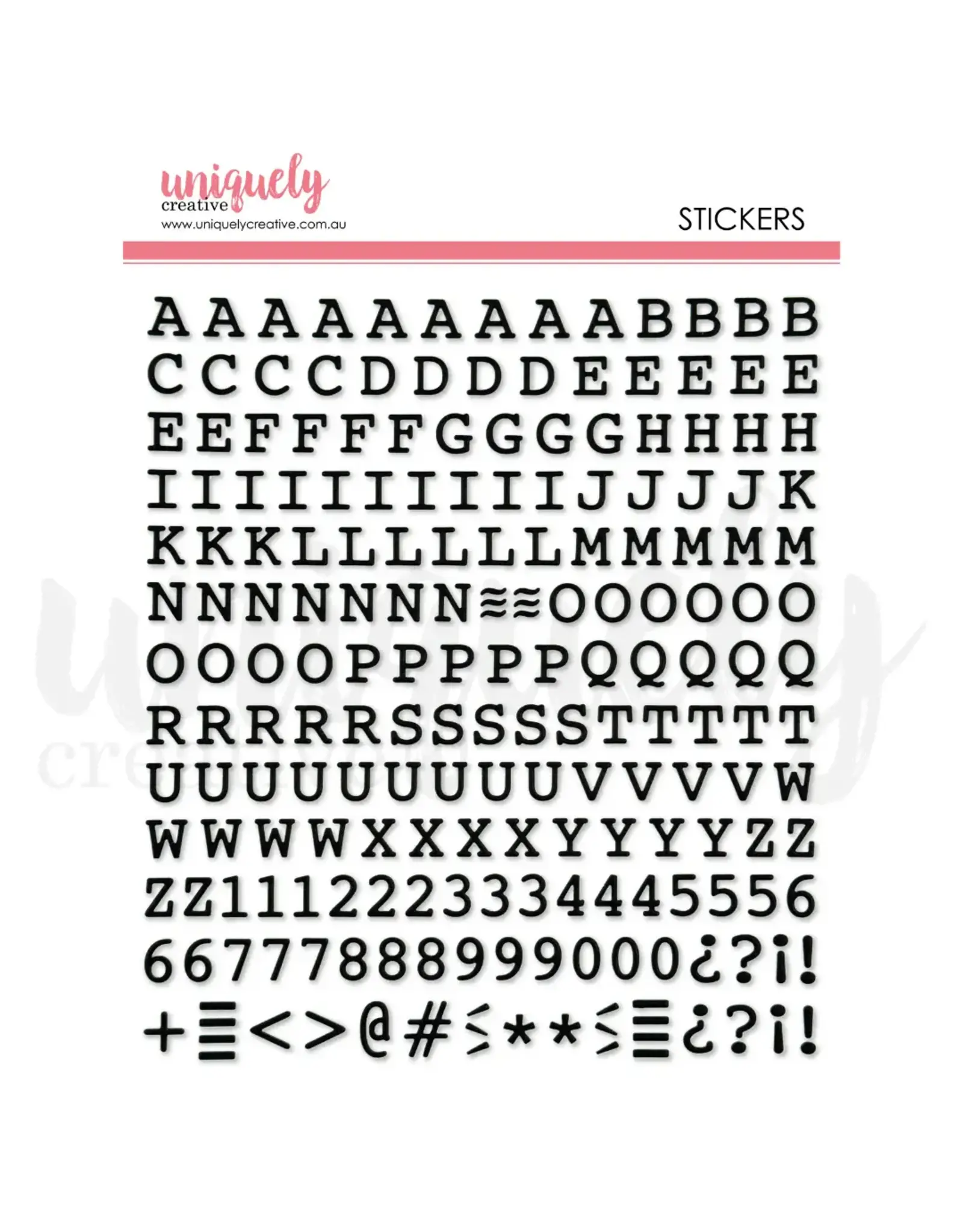 UNIQUELY CREATIVE UNIQUELY CREATIVE UPPERCASE PUFFY BLACK ALPHA STICKERS