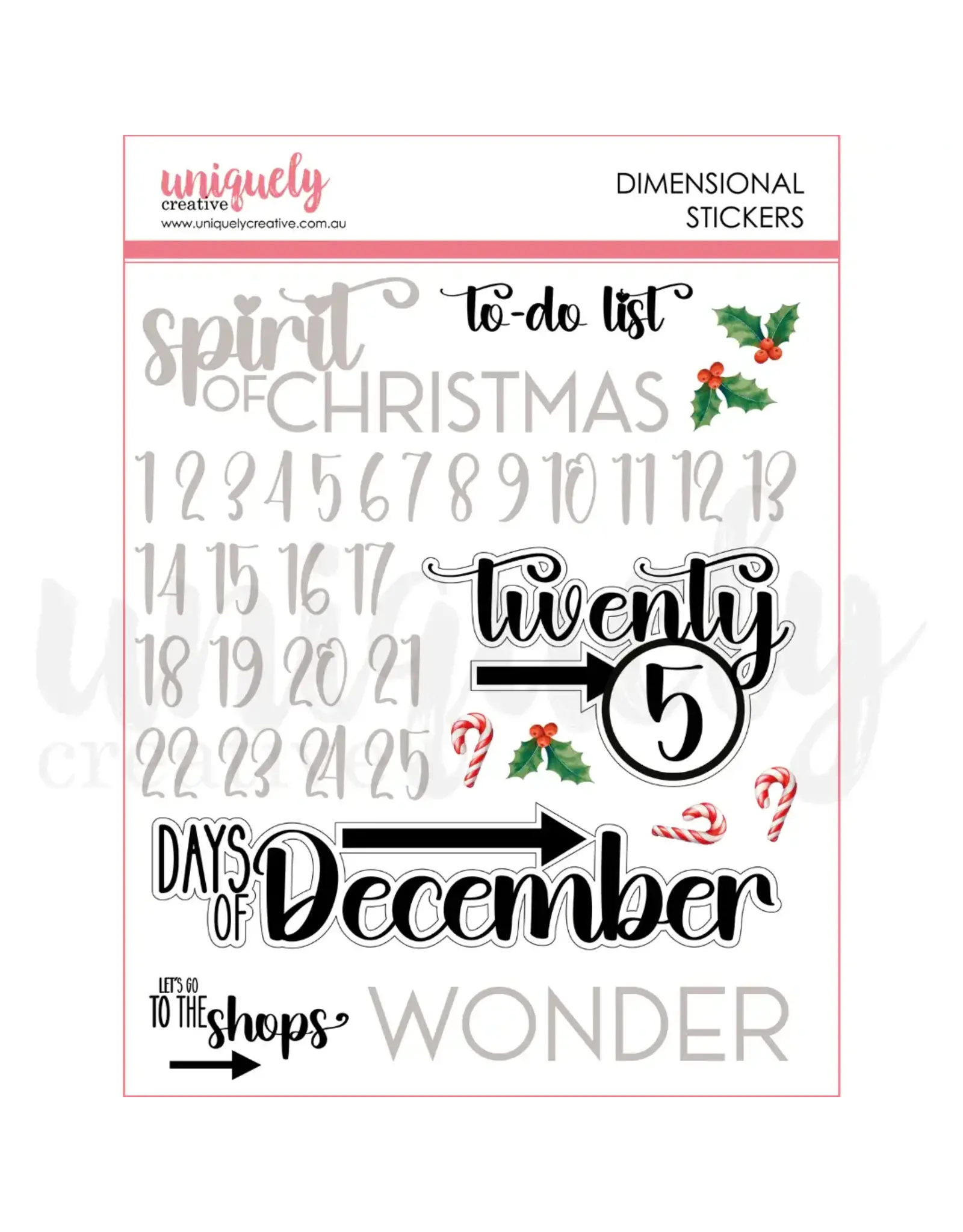 UNIQUELY CREATIVE UNIQUELY CREATIVE DOCUMENTING DECEMBER DIMENSIONAL STICKERS