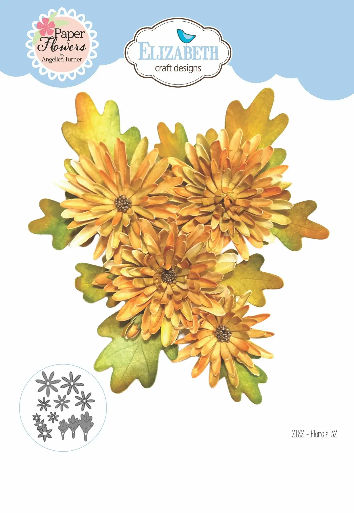 ELIZABETH CRAFT DESIGNS ELIZABETH CRAFT DESIGNS PAPER FLOWERS BY ANGELICA TURNER FLORALS 32 DIE SET