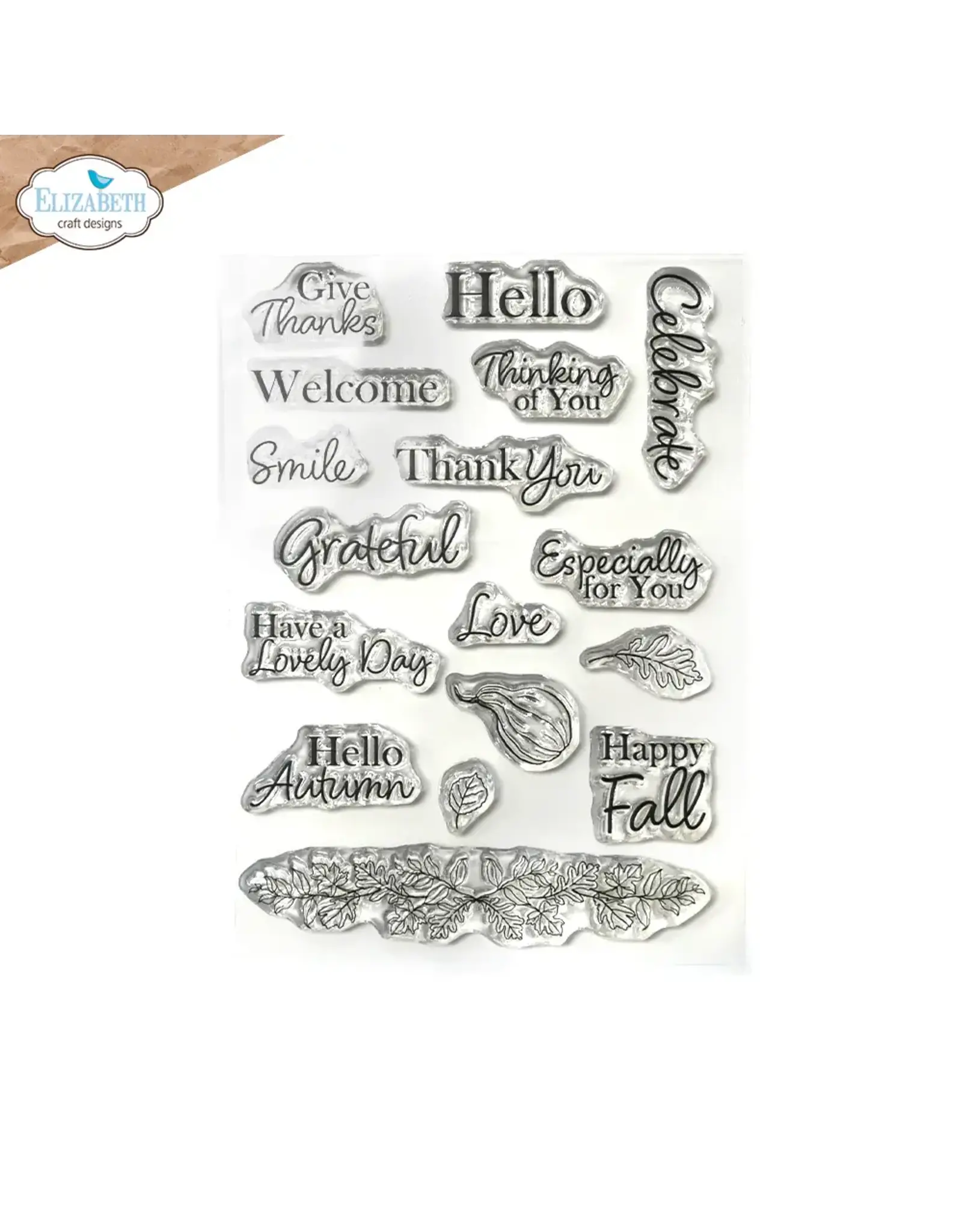 ELIZABETH CRAFT DESIGNS ELIZABETH CRAFT DESIGNS PAPER FLOWERS BY ANGELICA TURNER AUTUMN GREETINGS CLEAR STAMP SET