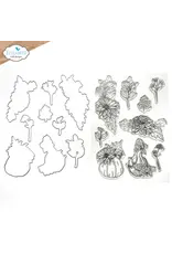 ELIZABETH CRAFT DESIGNS ELIZABETH CRAFT DESIGNS PAPER FLOWERS BY ANGELICA TURNER AUTUMN HARVEST FLORALS CLEAR STAMP & DIE SET