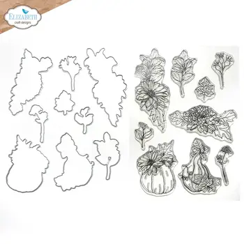 ELIZABETH CRAFT DESIGNS ELIZABETH CRAFT DESIGNS PAPER FLOWERS BY ANGELICA TURNER AUTUMN HARVEST FLORALS CLEAR STAMP & DIE SET