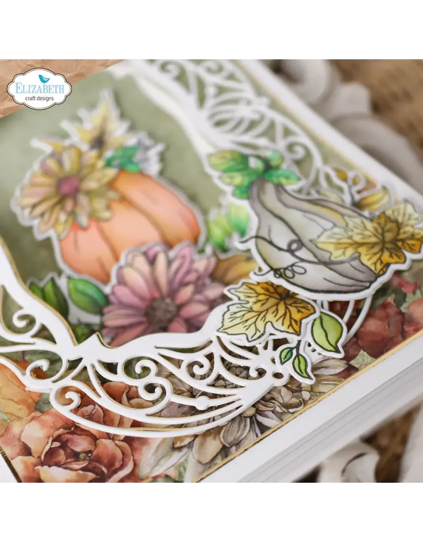 ELIZABETH CRAFT DESIGNS ELIZABETH CRAFT DESIGNS PAPER FLOWERS BY ANGELICA TURNER AUTUMN HARVEST FLORALS CLEAR STAMP & DIE SET