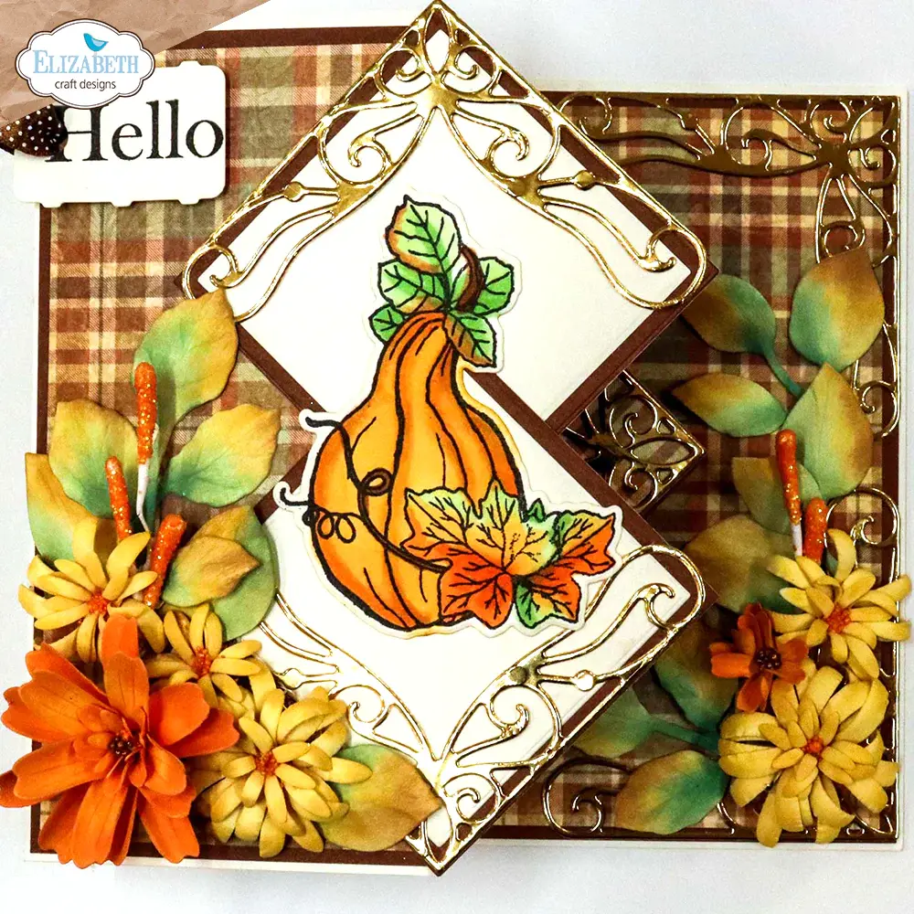 ELIZABETH CRAFT DESIGNS ELIZABETH CRAFT DESIGNS PAPER FLOWERS BY ANGELICA TURNER AUTUMN HARVEST FLORALS CLEAR STAMP & DIE SET