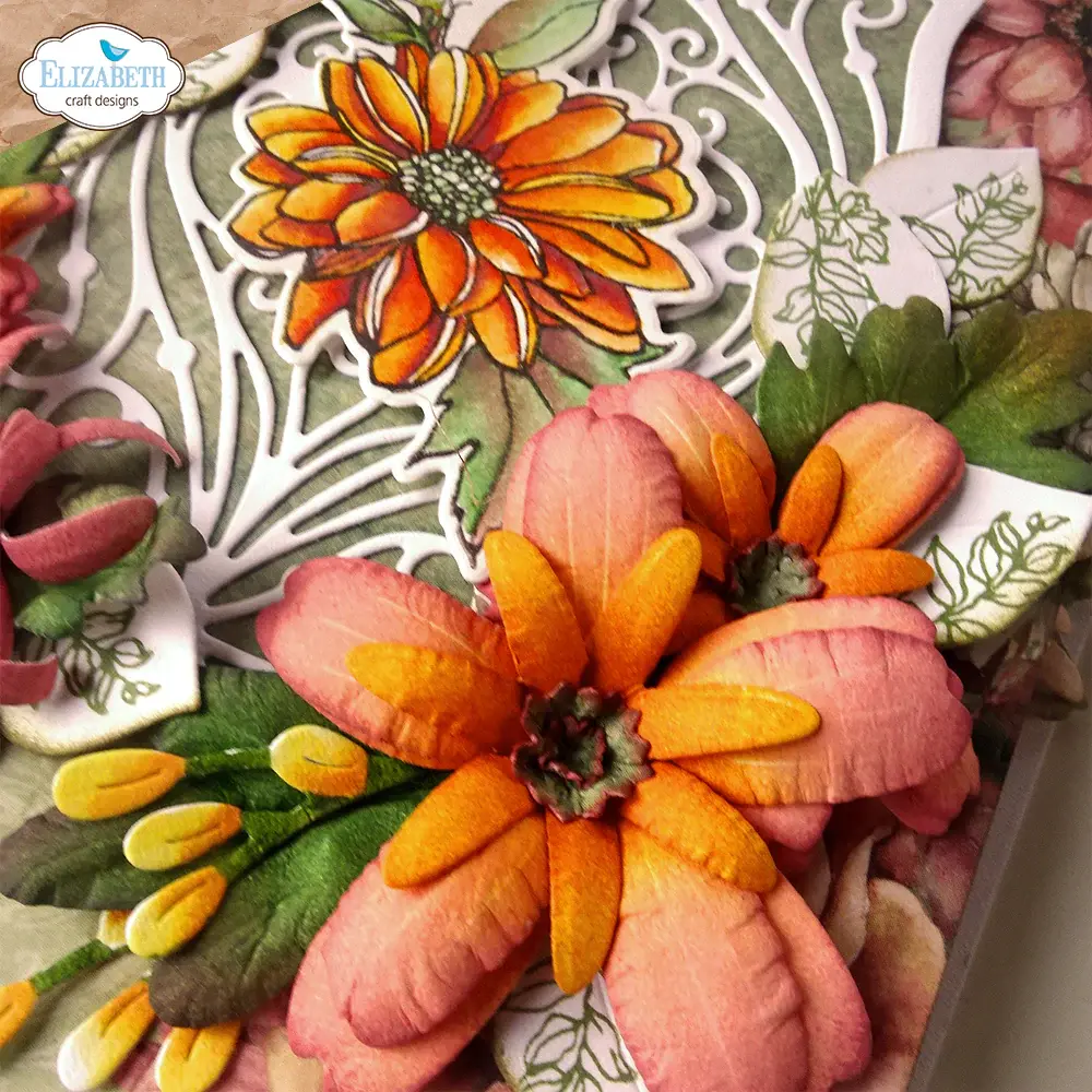 ELIZABETH CRAFT DESIGNS ELIZABETH CRAFT DESIGNS PAPER FLOWERS BY ANGELICA TURNER AUTUMN HARVEST FLORALS CLEAR STAMP & DIE SET