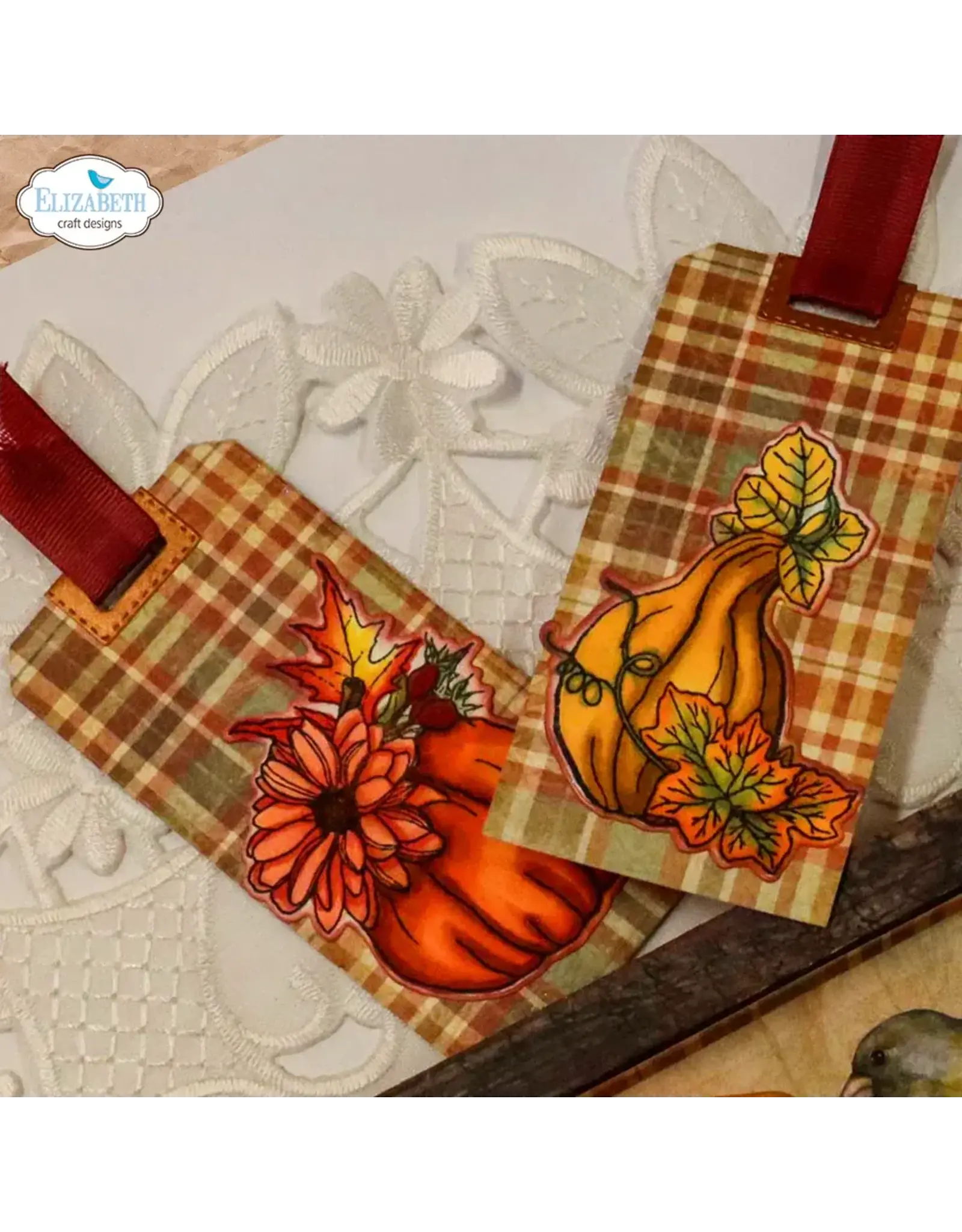 ELIZABETH CRAFT DESIGNS ELIZABETH CRAFT DESIGNS PAPER FLOWERS BY ANGELICA TURNER AUTUMN HARVEST FLORALS CLEAR STAMP & DIE SET