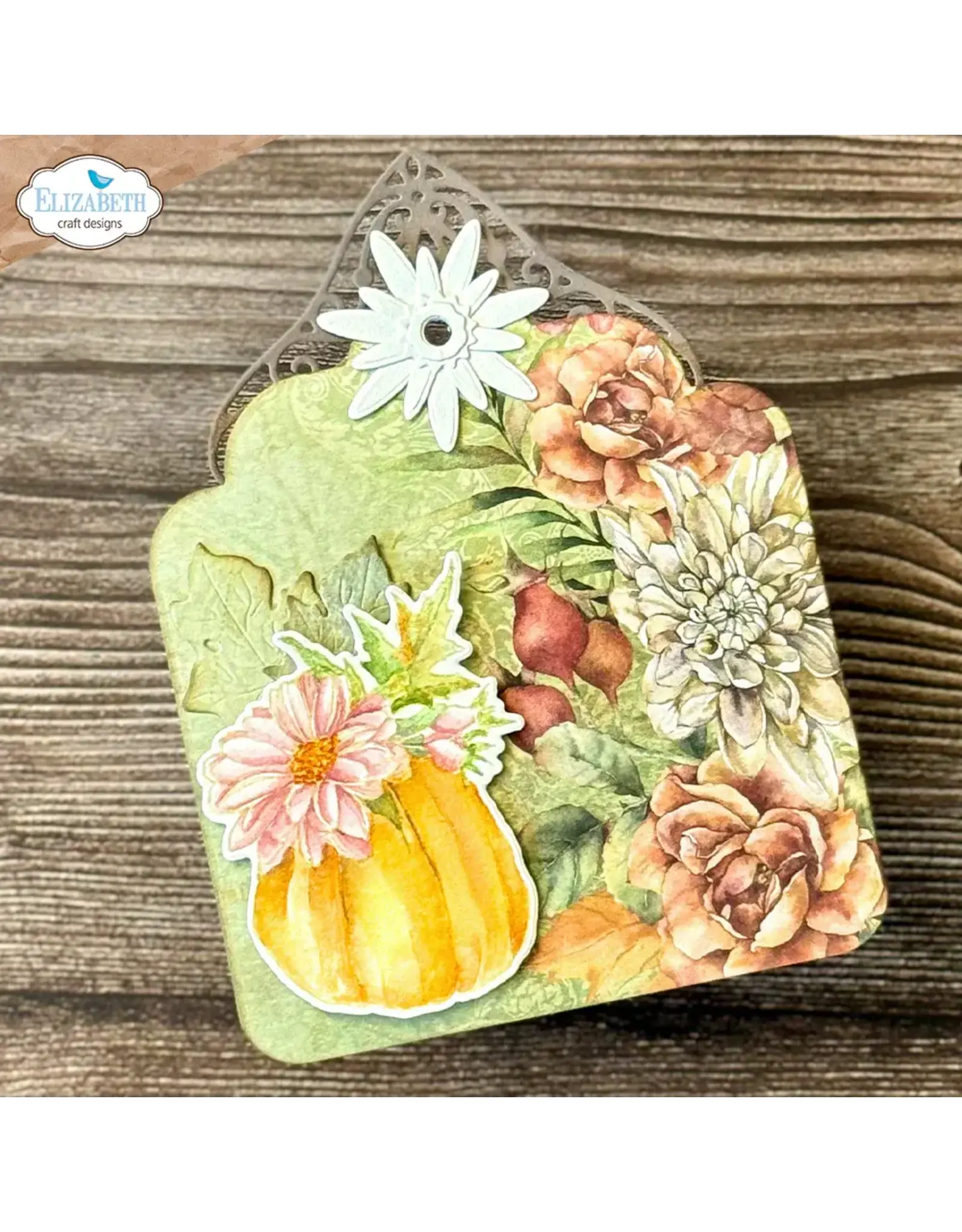 ELIZABETH CRAFT DESIGNS ELIZABETH CRAFT DESIGNS PAPER FLOWERS BY ANGELICA TURNER AUTUMN HARVEST FLORALS CLEAR STAMP & DIE SET