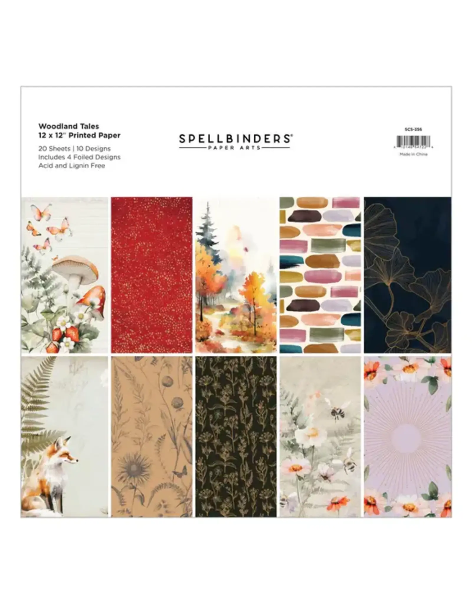 SPELLBINDERS SPELLBINDERS WOODLAND TALES COLLECTION 12x12 PAPER PACK 20 SHEETS