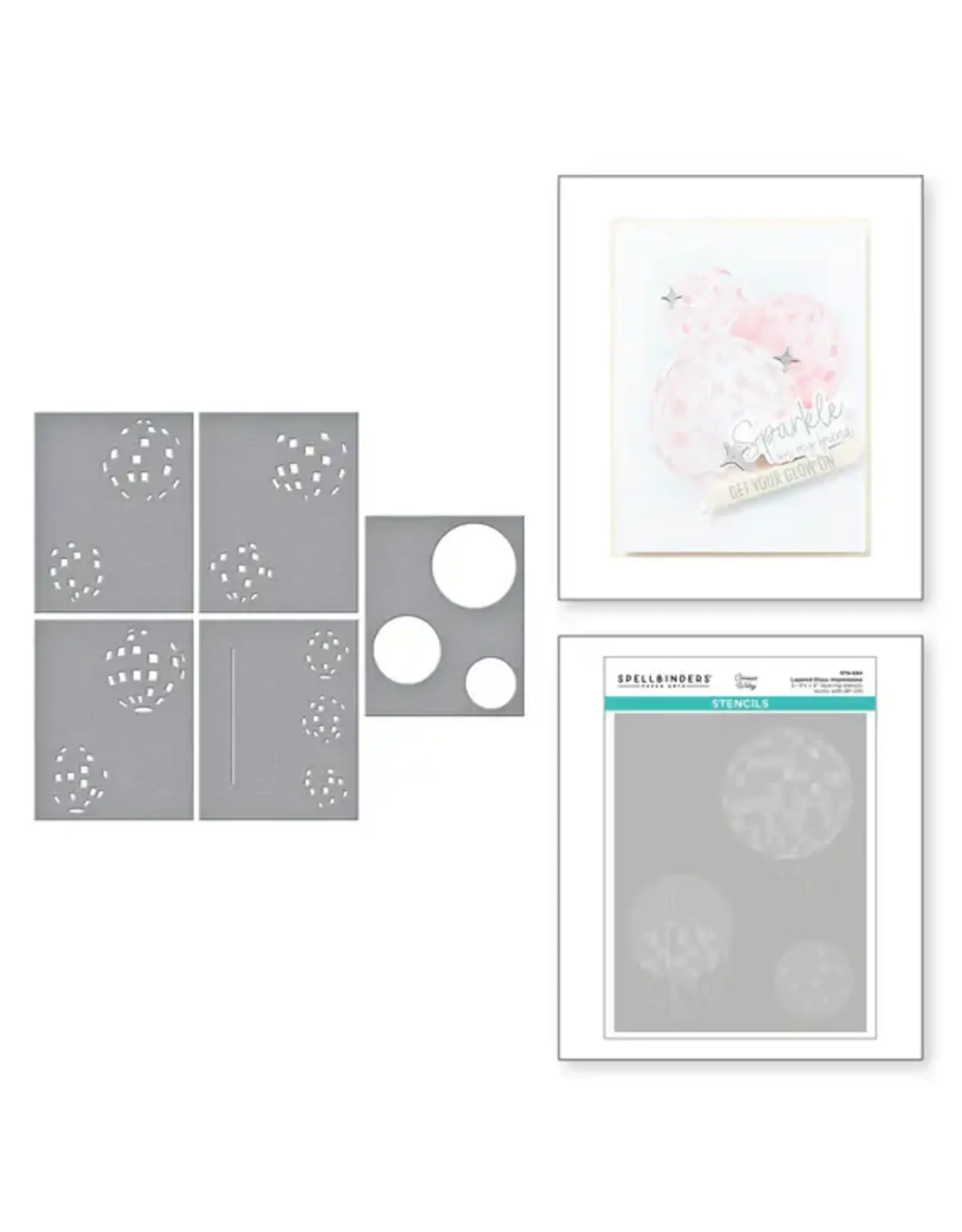 SPELLBINDERS SPELLBINDERS CARISSA WILEY SHINE BRIGHT COLLECTION LAYERED DISCO IMPRESSIONS STENCIL SET