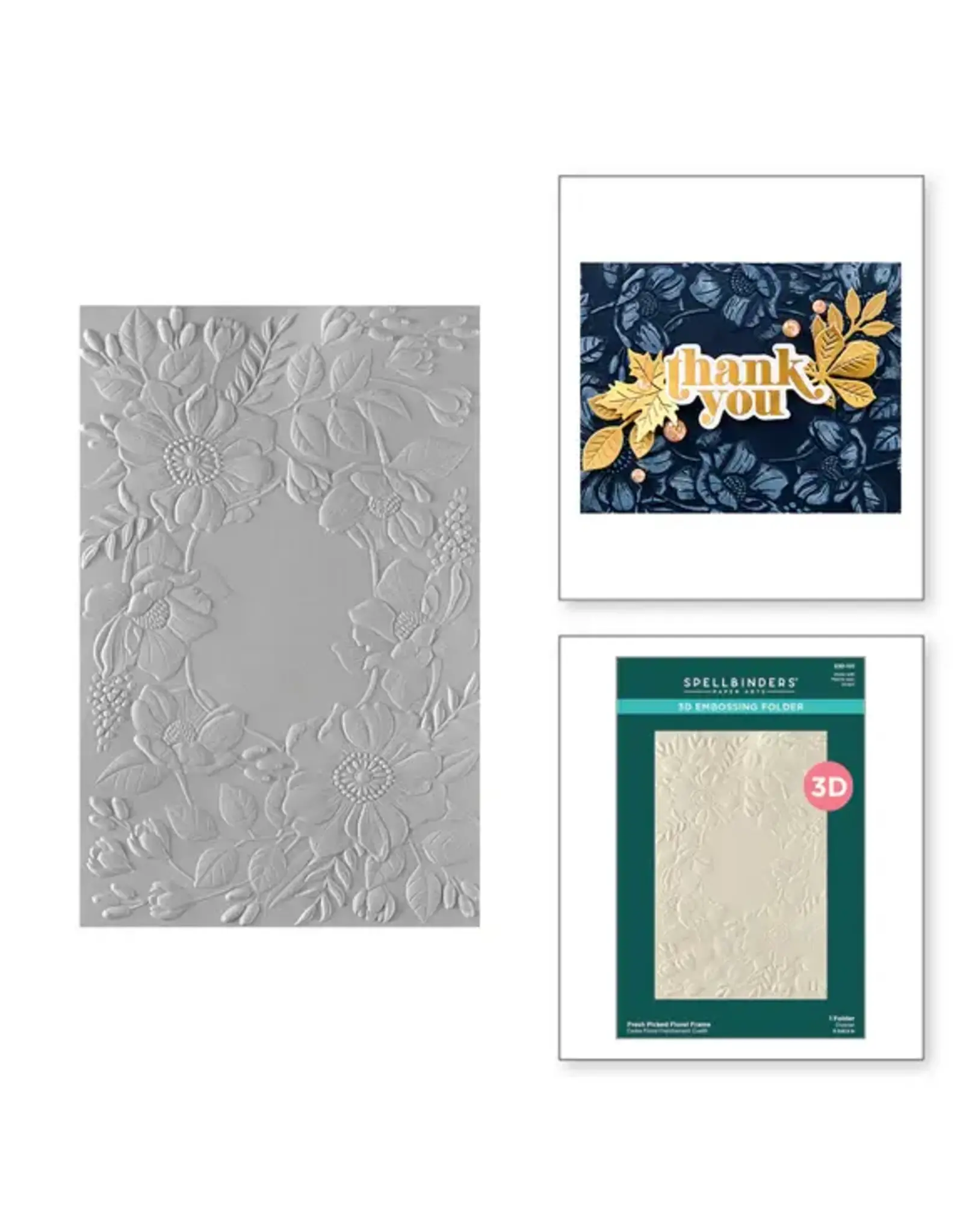 SPELLBINDERS SPELLBINDERS WOODLAND TALES COLLECTION FRESH PICKED FLORAL FRAME 3D EMBOSSING FOLDER