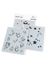 PINKFRESH PINKFRESH STUDIO PRINT SHOP: MODERN BOTANICALS 4.25x5.25 STENCIL SET