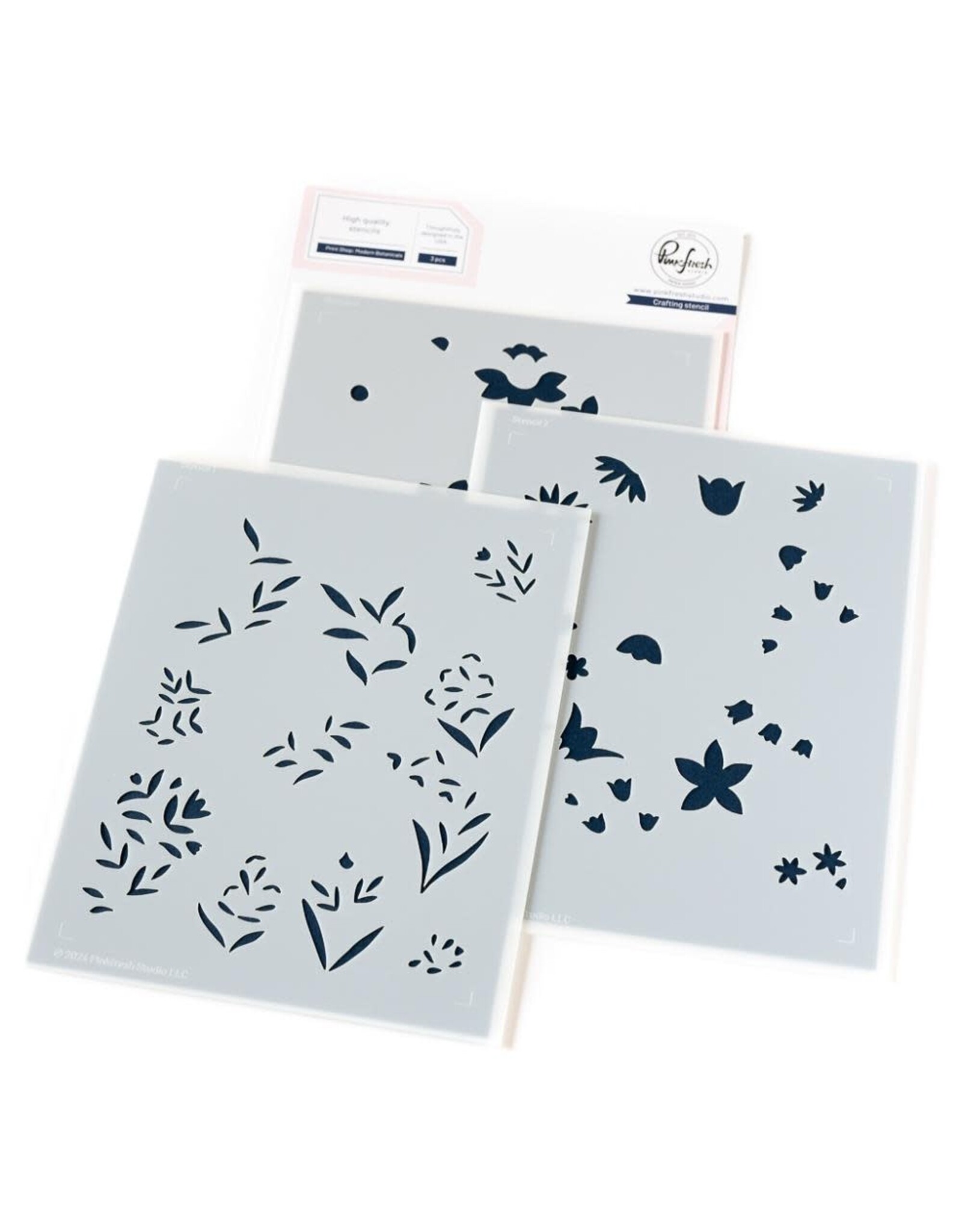 PINKFRESH PINKFRESH STUDIO PRINT SHOP: MODERN BOTANICALS 4.25x5.25 STENCIL SET