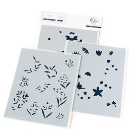 PINKFRESH PINKFRESH STUDIO PRINT SHOP: MODERN BOTANICALS 4.25x5.25 STENCIL SET