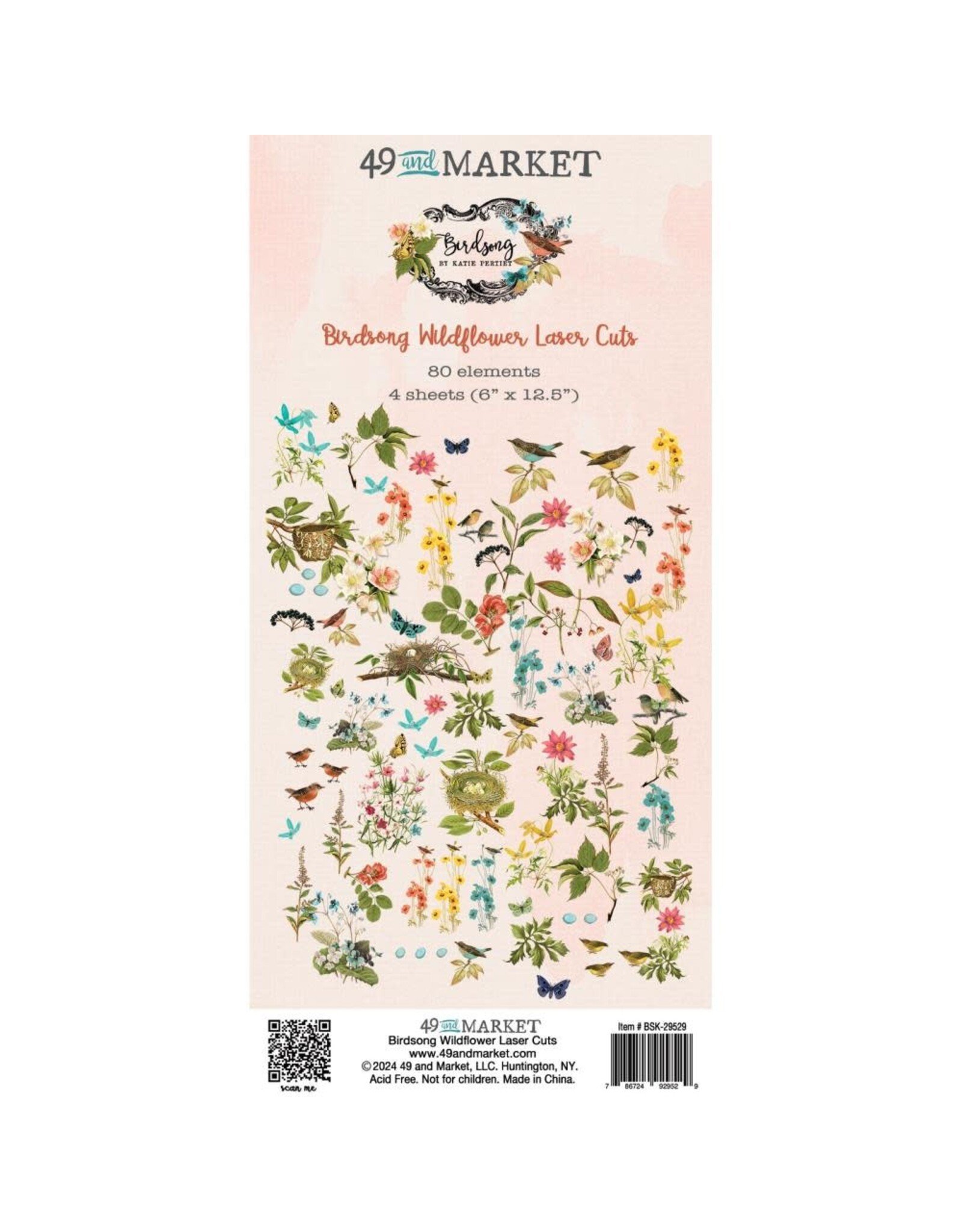 49 AND MARKET 49 AND MARKET BIRDSONG 6x12 LASER CUT WILDFLOWER 95/PK