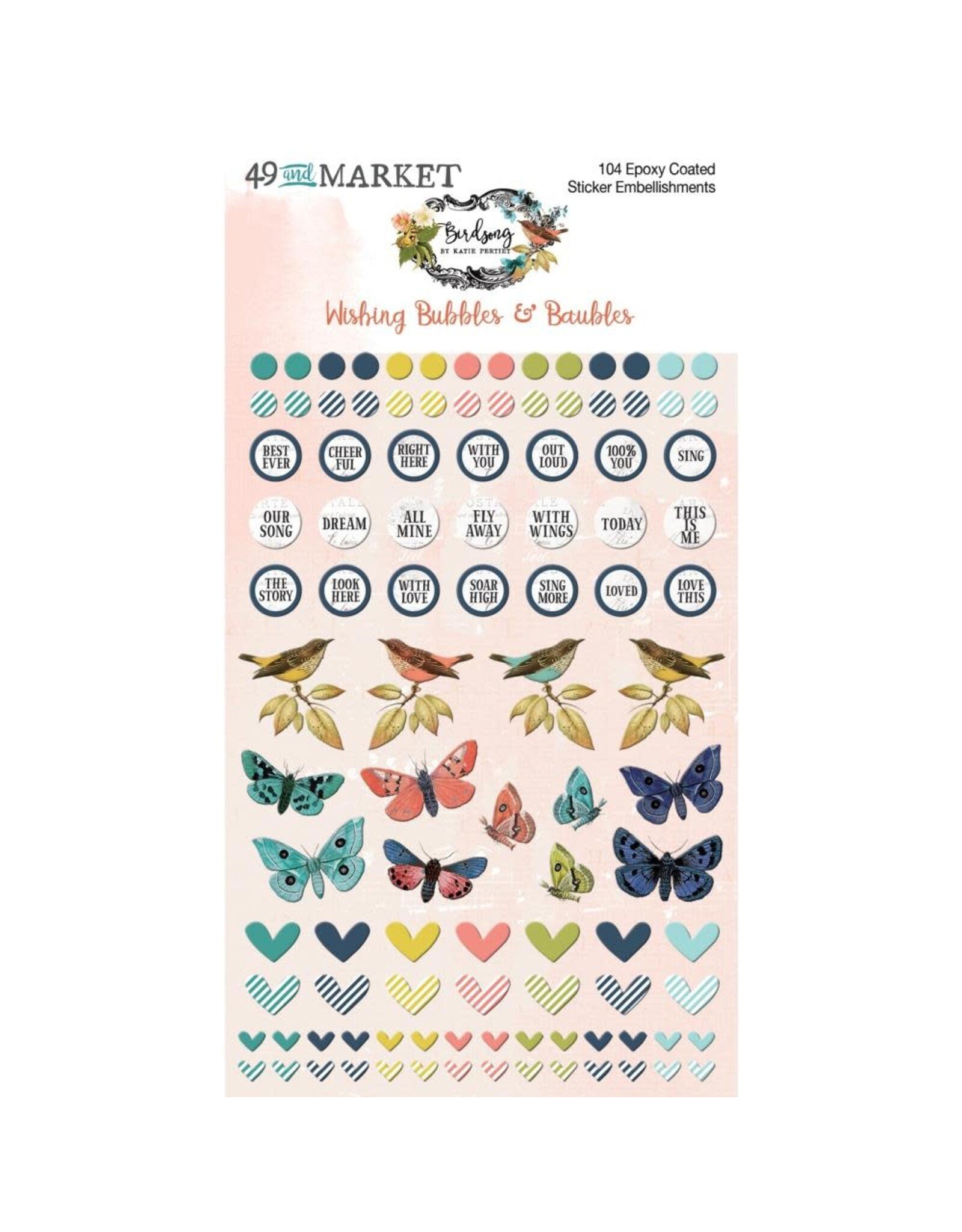 49 AND MARKET 49 AND MARKET BIRDSONG WISHING BUBBLES & BAUBLES 104/PK