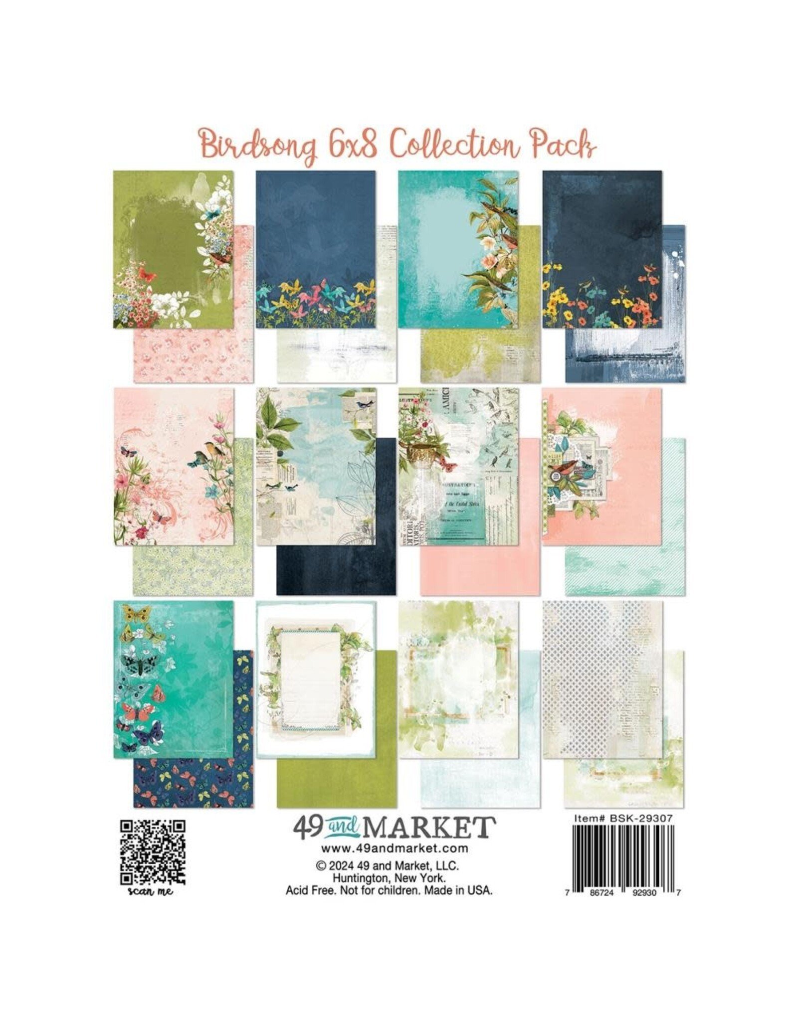 49 AND MARKET 49 AND MARKET BIRDSONG 6x8 COLLECTION PACK 24 SHEETS