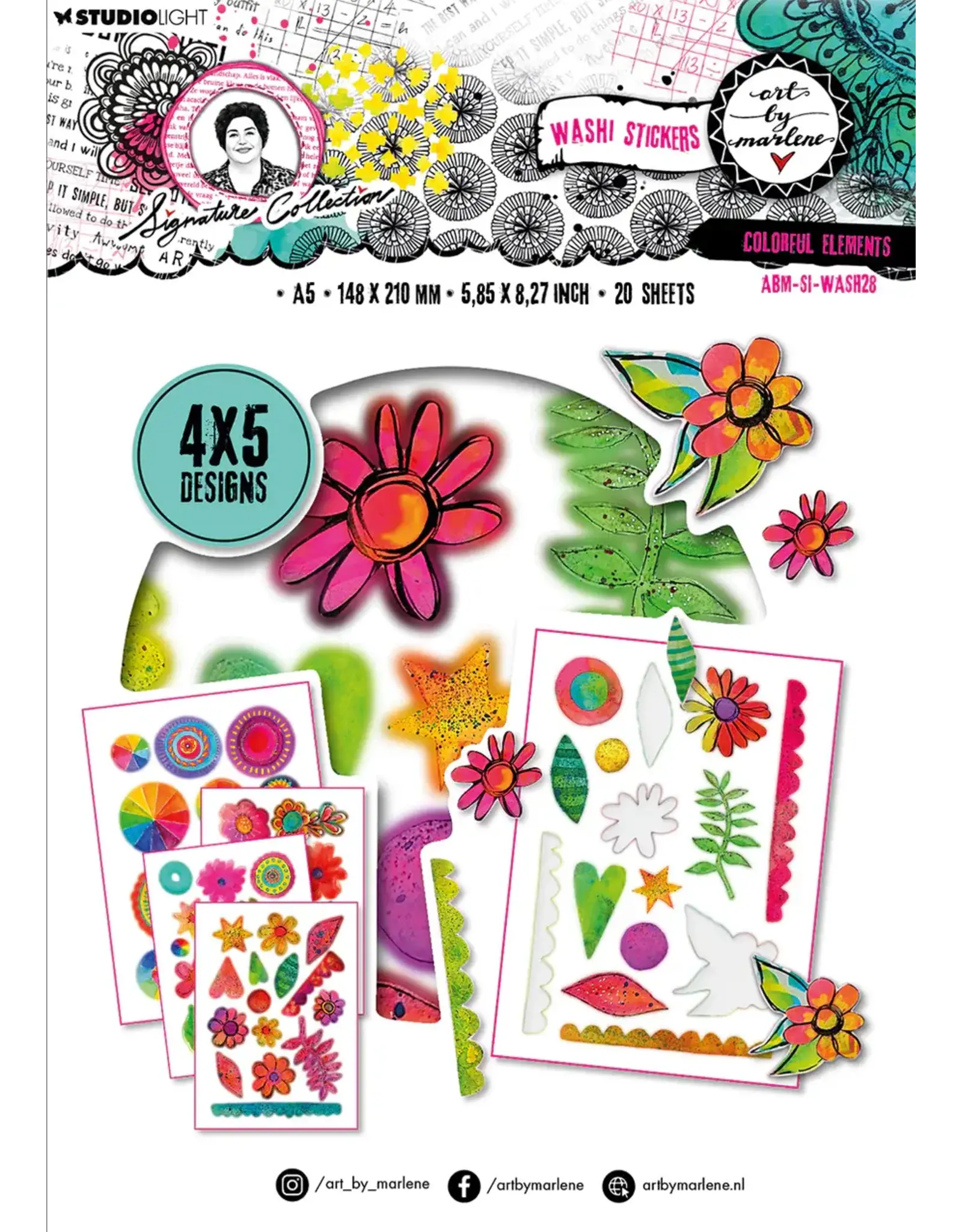STUDIOLIGHT STUDIOLIGHT ART BY MARLENE SIGNATURE COLLECTION COLORFUL ELEMENTS A5 WASHI STICKERS