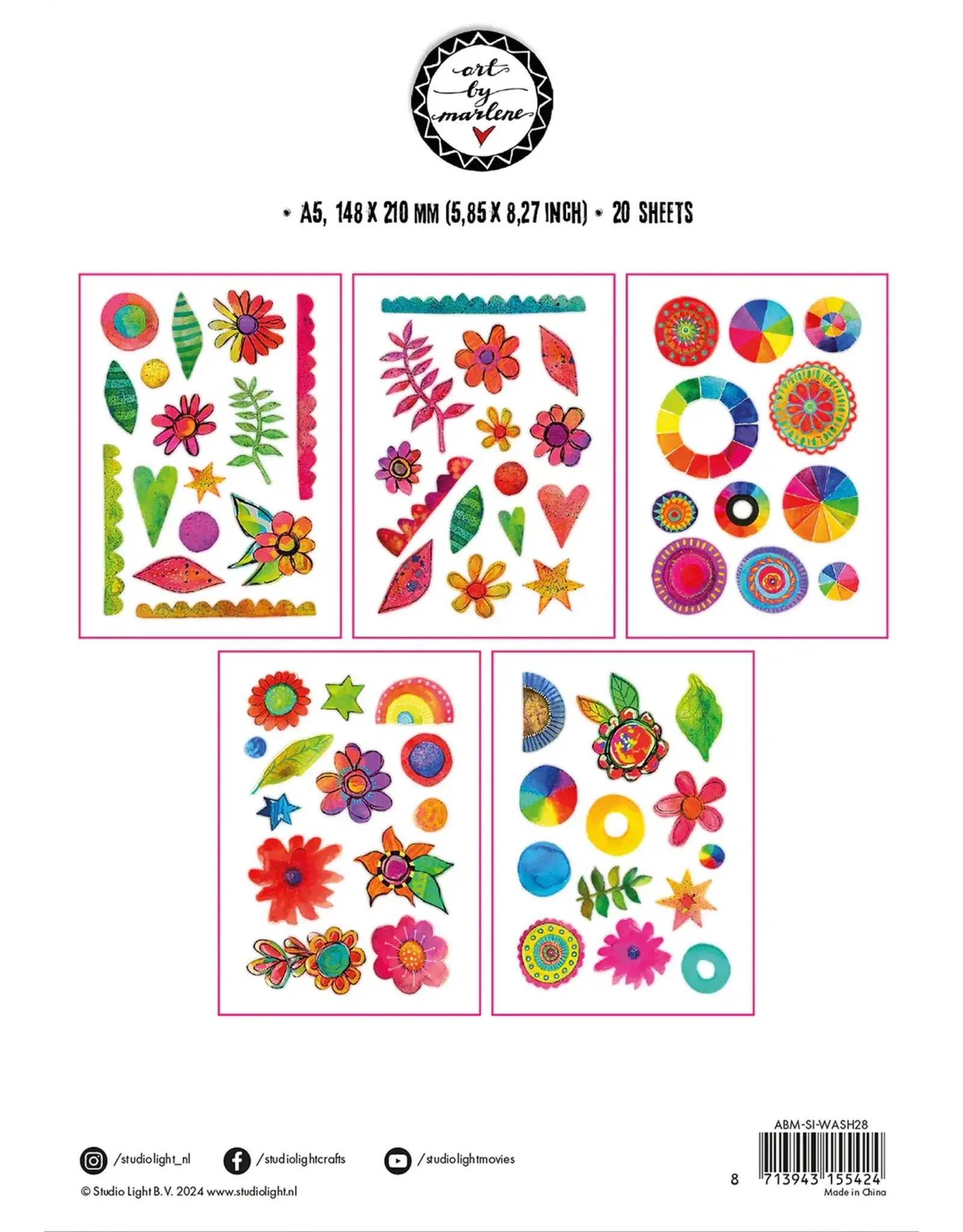 STUDIOLIGHT STUDIOLIGHT ART BY MARLENE SIGNATURE COLLECTION COLORFUL ELEMENTS A5 WASHI STICKERS
