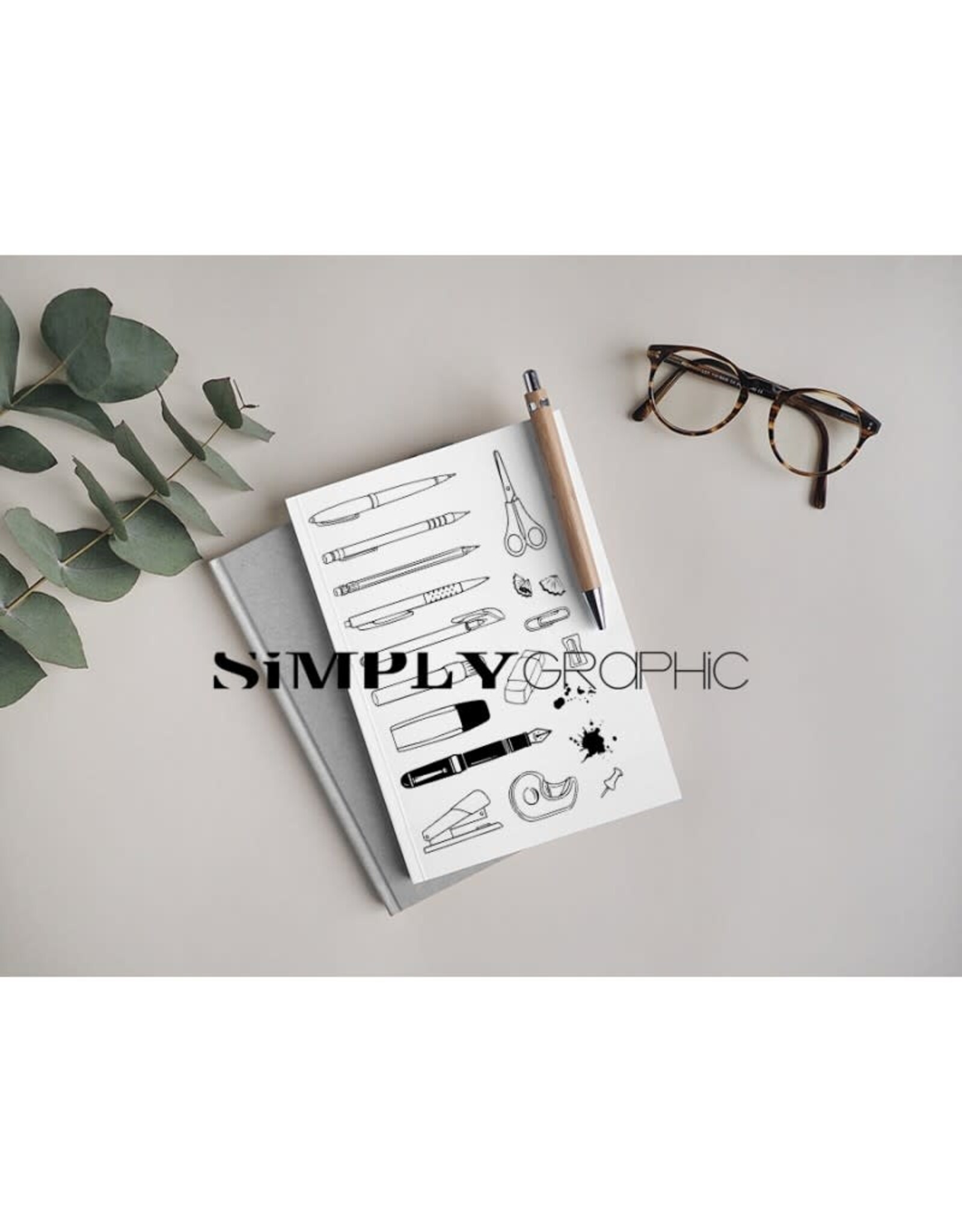 SIMPLY GRAPHIC SIMPLY GRAPHIC PLANCHE RETOUR AU BUREAU CLEAR STAMP SET