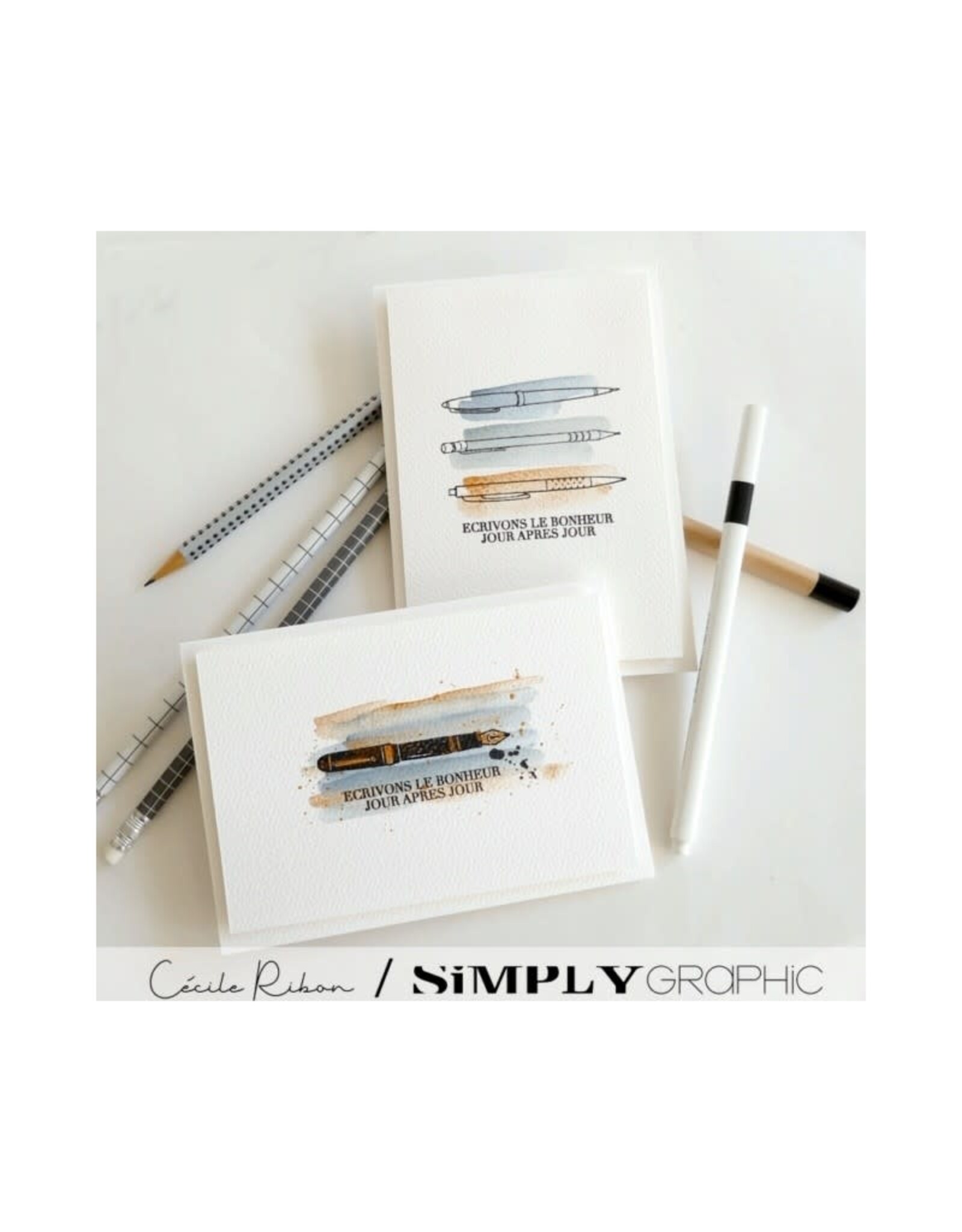 SIMPLY GRAPHIC SIMPLY GRAPHIC PLANCHE RETOUR AU BUREAU CLEAR STAMP SET