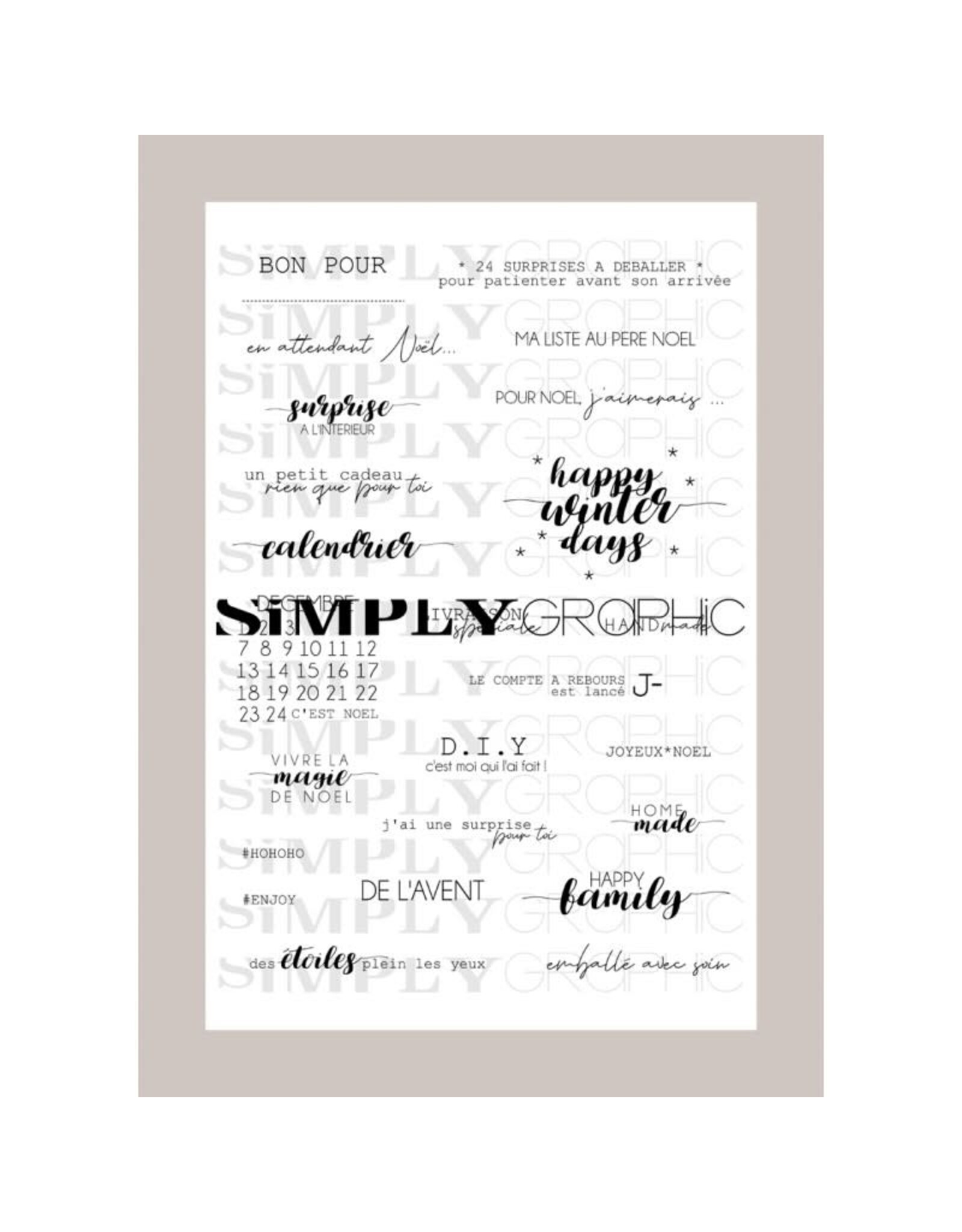SIMPLY GRAPHIC SIMPLY GRAPHIC PLANCHE SURPRISES DE NOEL CLEAR STAMP SET
