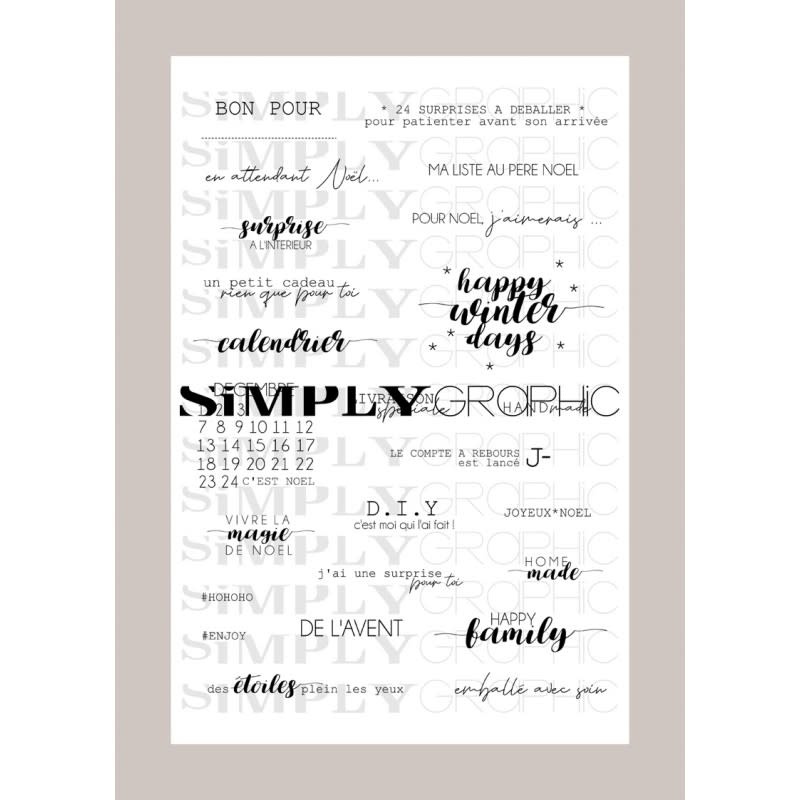 SIMPLY GRAPHIC SIMPLY GRAPHIC PLANCHE SURPRISES DE NOEL CLEAR STAMP SET