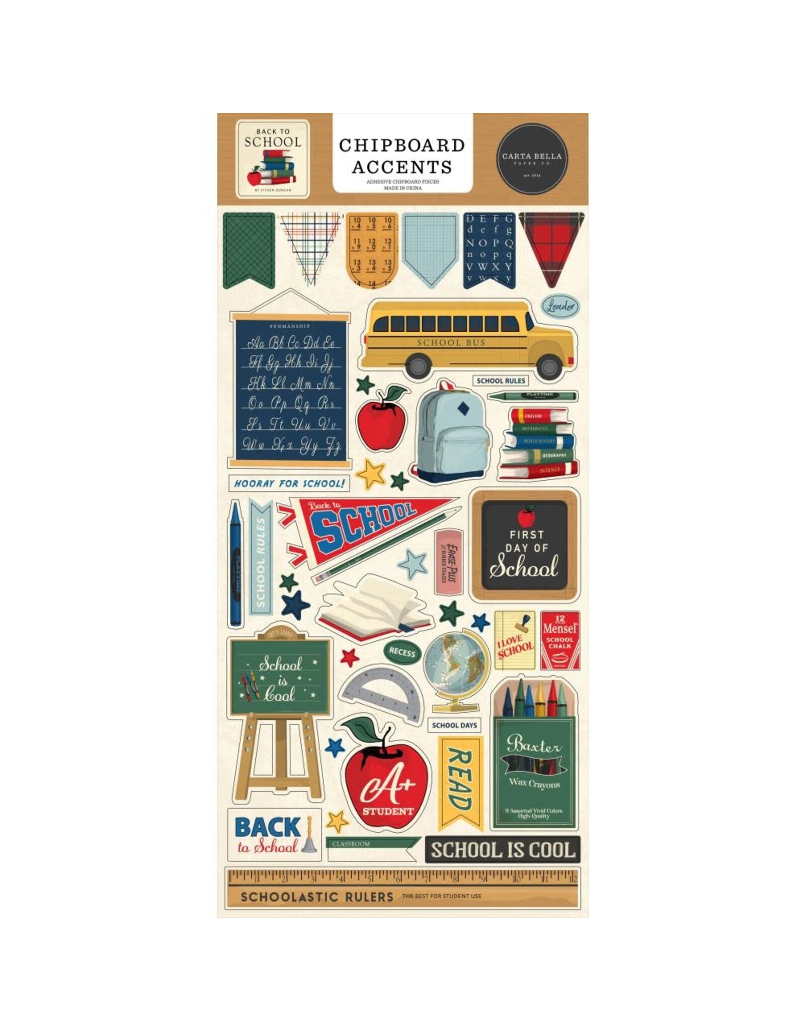 CARTA BELLA CARTA BELLA STEVEN DUNCAN BACK TO SCHOOL 6x13 CHIPBOARD ACCENTS