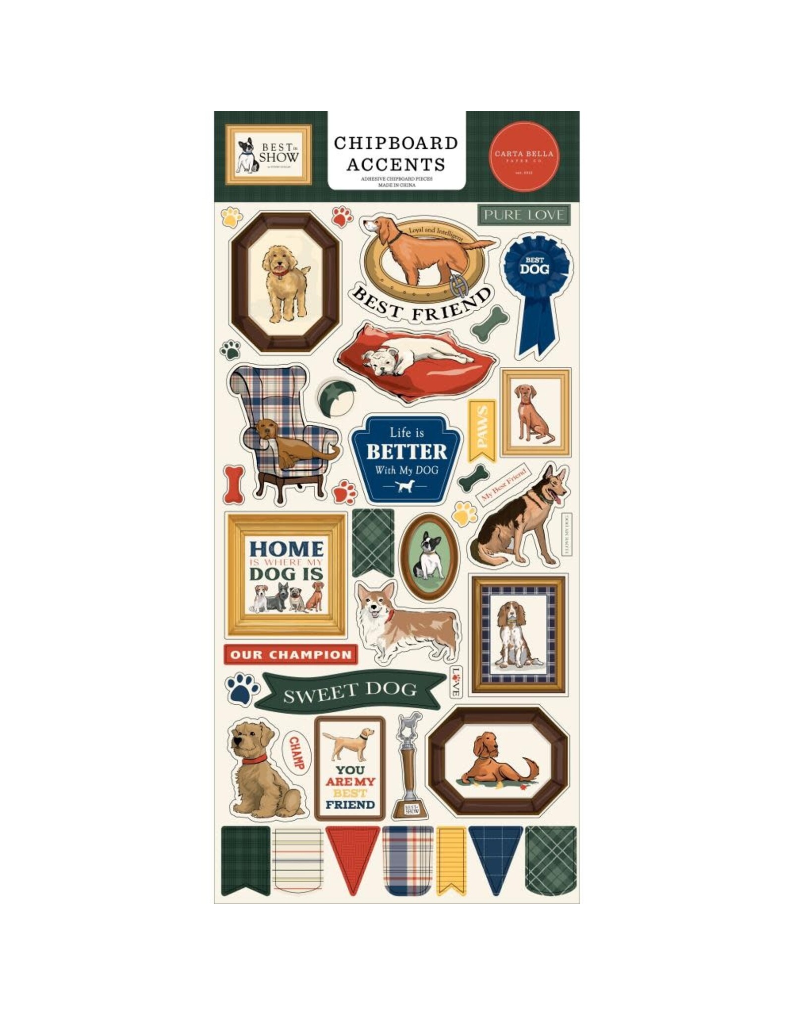 CARTA BELLA CARTA BELLA STEVEN DUNCAN BEST IN SHOW 6x13 CHIPBOARD ACCENTS