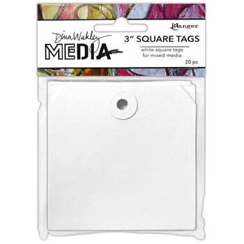 RANGER RANGER DINA WAKLEY MEDIA 3" SQUARE TAGS WITH HOLES 20PK